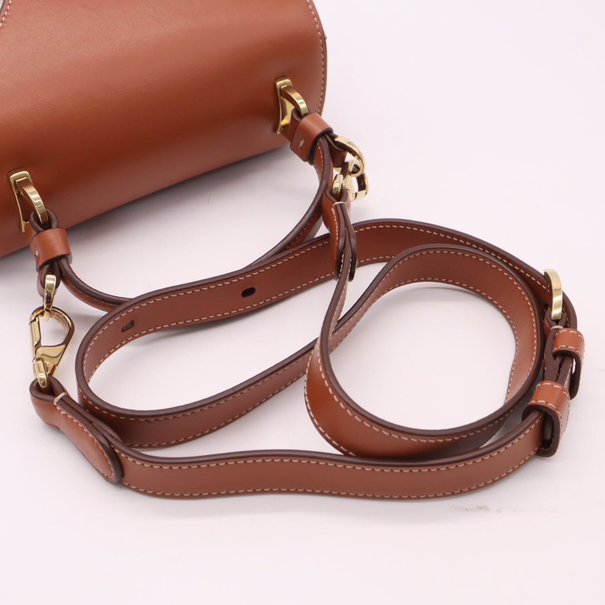 Tod's Beige Brown Canvas Shoulder Bag (Pre-Owned)