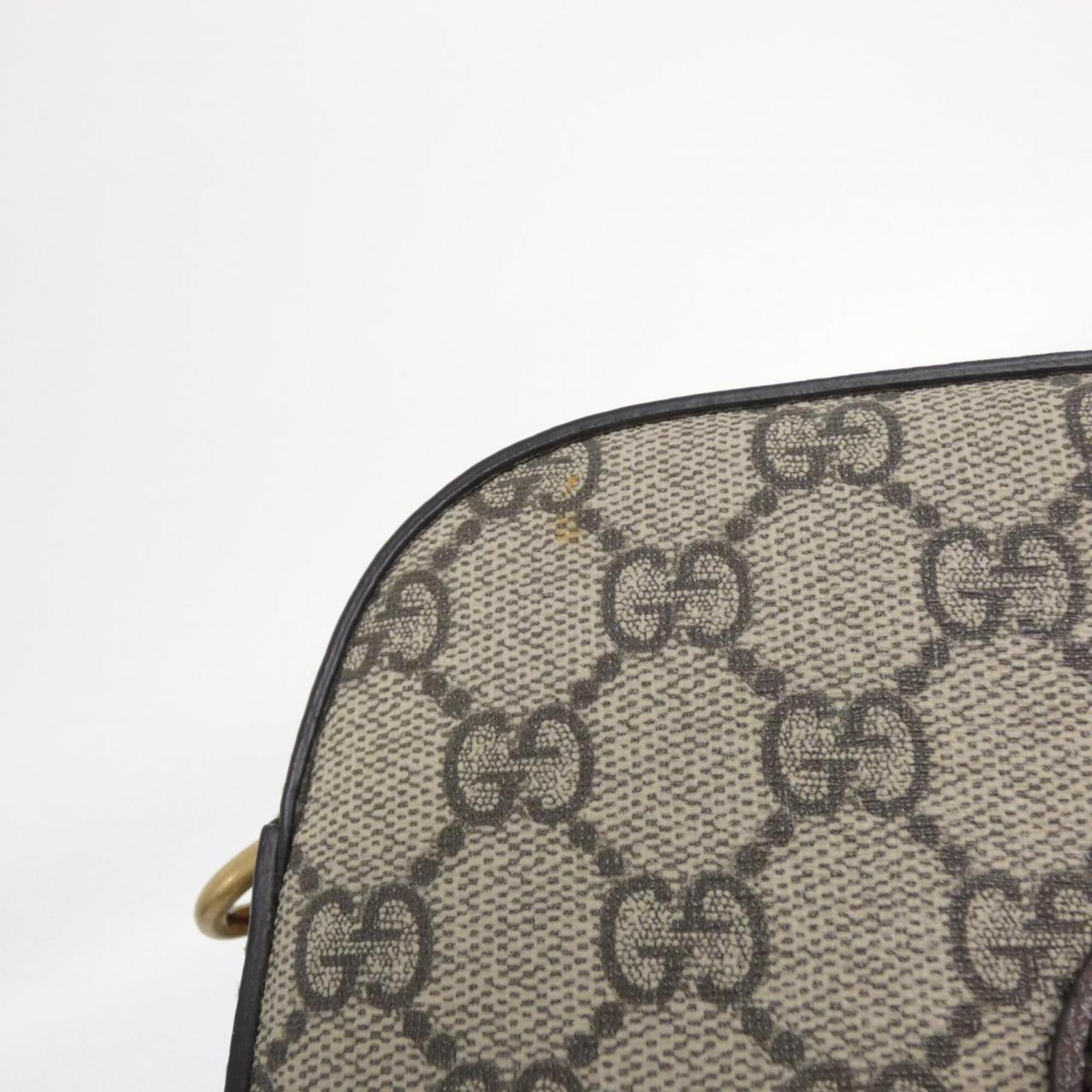 Gucci Beige Brown Gg Supreme Leather Shoulder Bag (Pre-Owned)