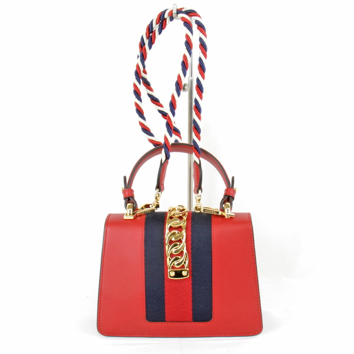 Gucci Red Color Leather Shoulder Bag (Pre-Owned)