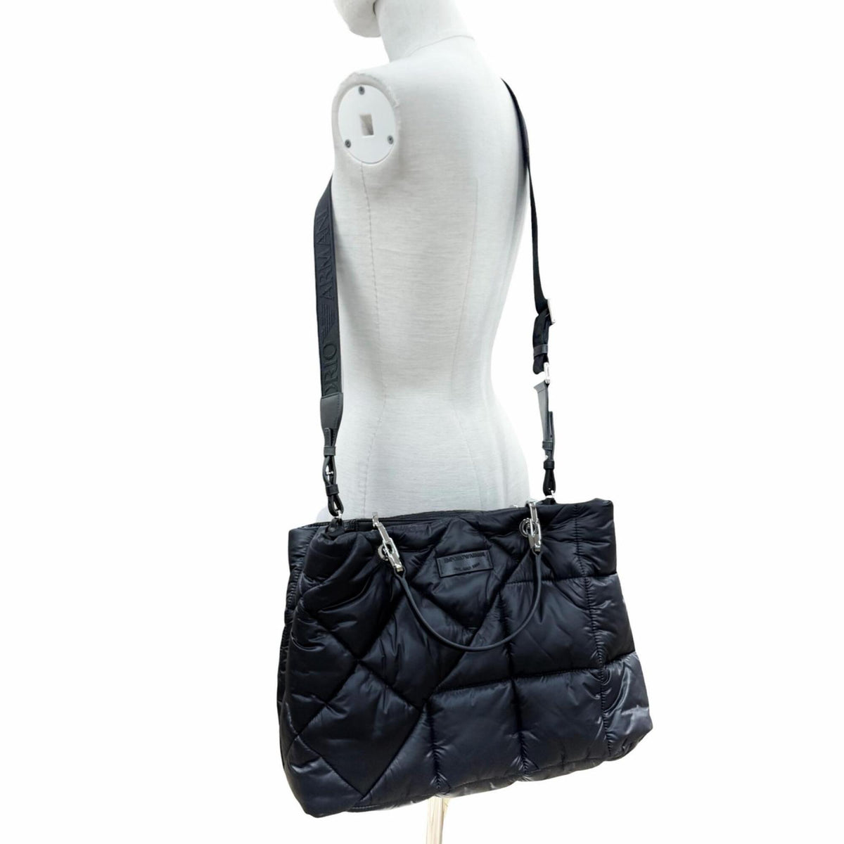Emporio Armani Black Leather Pouch Tote Bag (Pre-Owned)