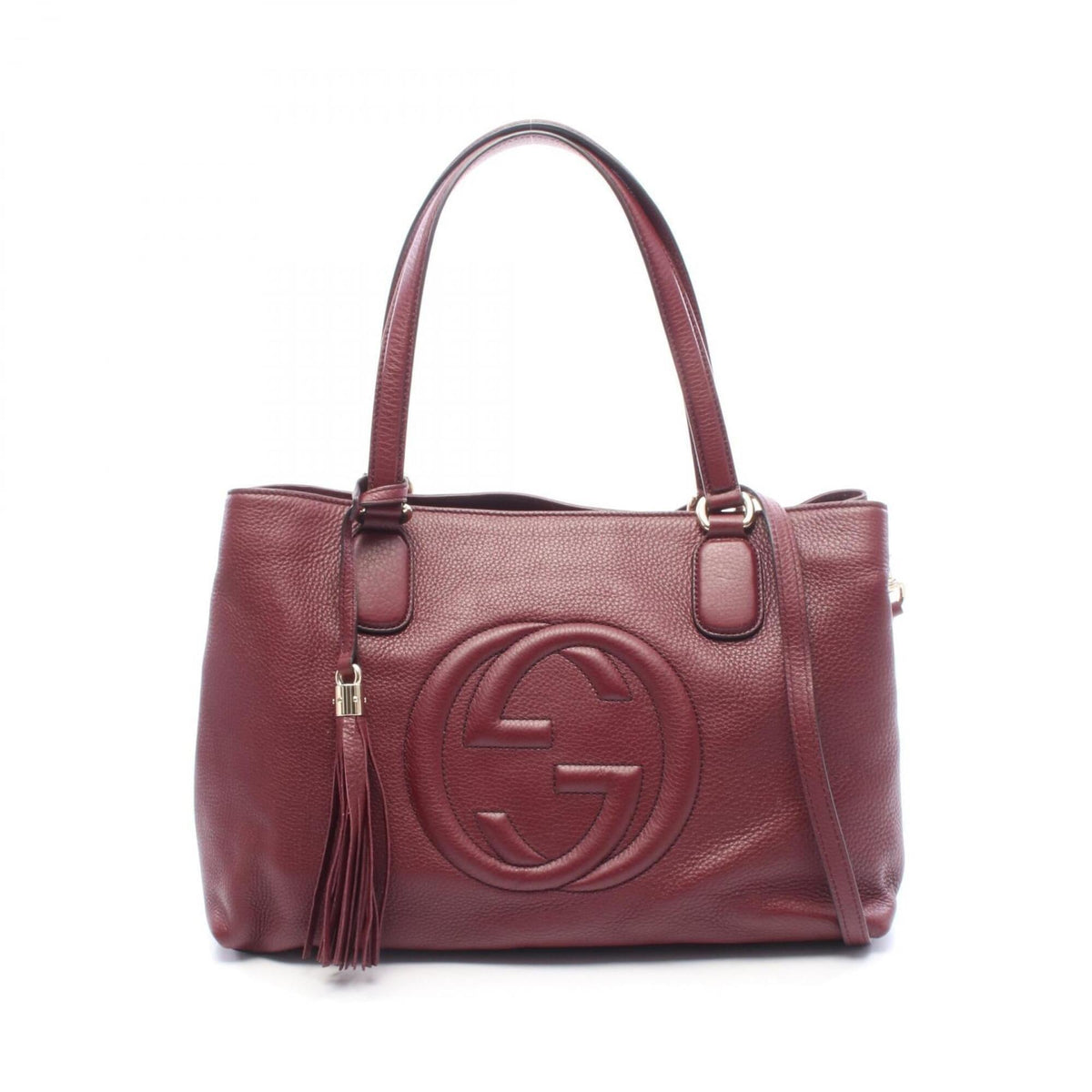 Gucci Bordeaux Leather Handbag Tote Bag (Pre-Owned)