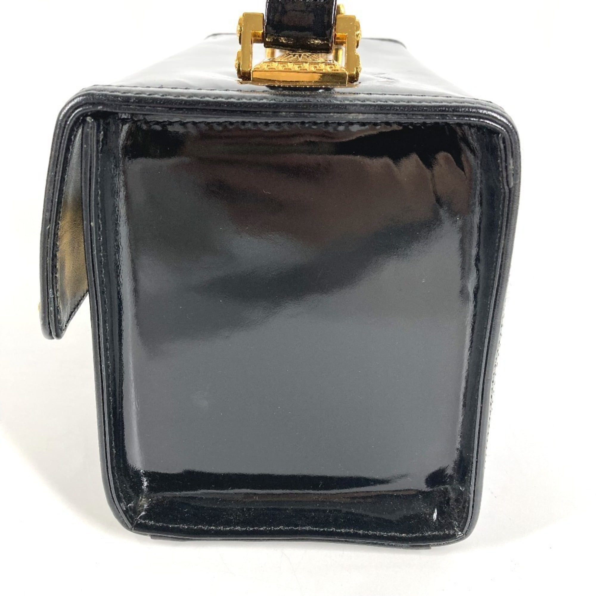 Versace Black Patent Leather Handbag Vanity Bag (Pre-Owned)