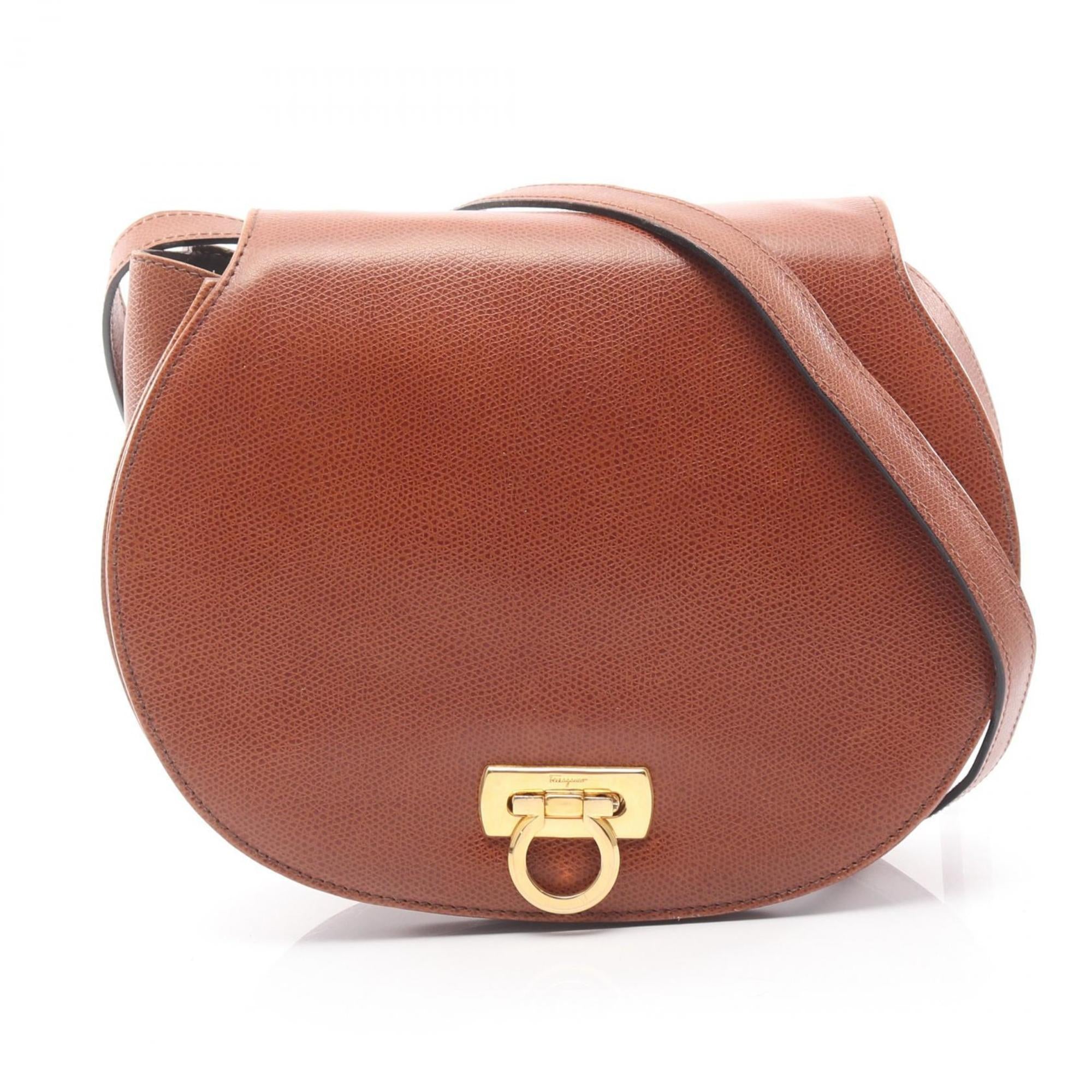 Salvatore Ferragamo Brown Leather Shoulder Bag (Pre-Owned)