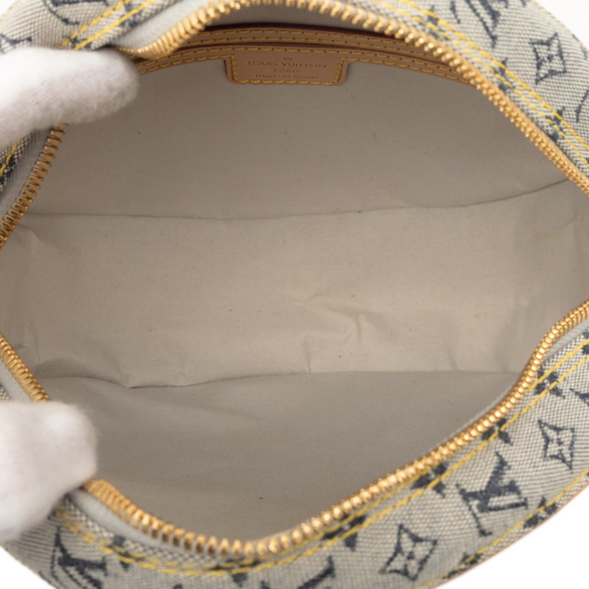 Louis Vuitton Gray Navy Canvas Leather Shoulder Bag (Pre-Owned)