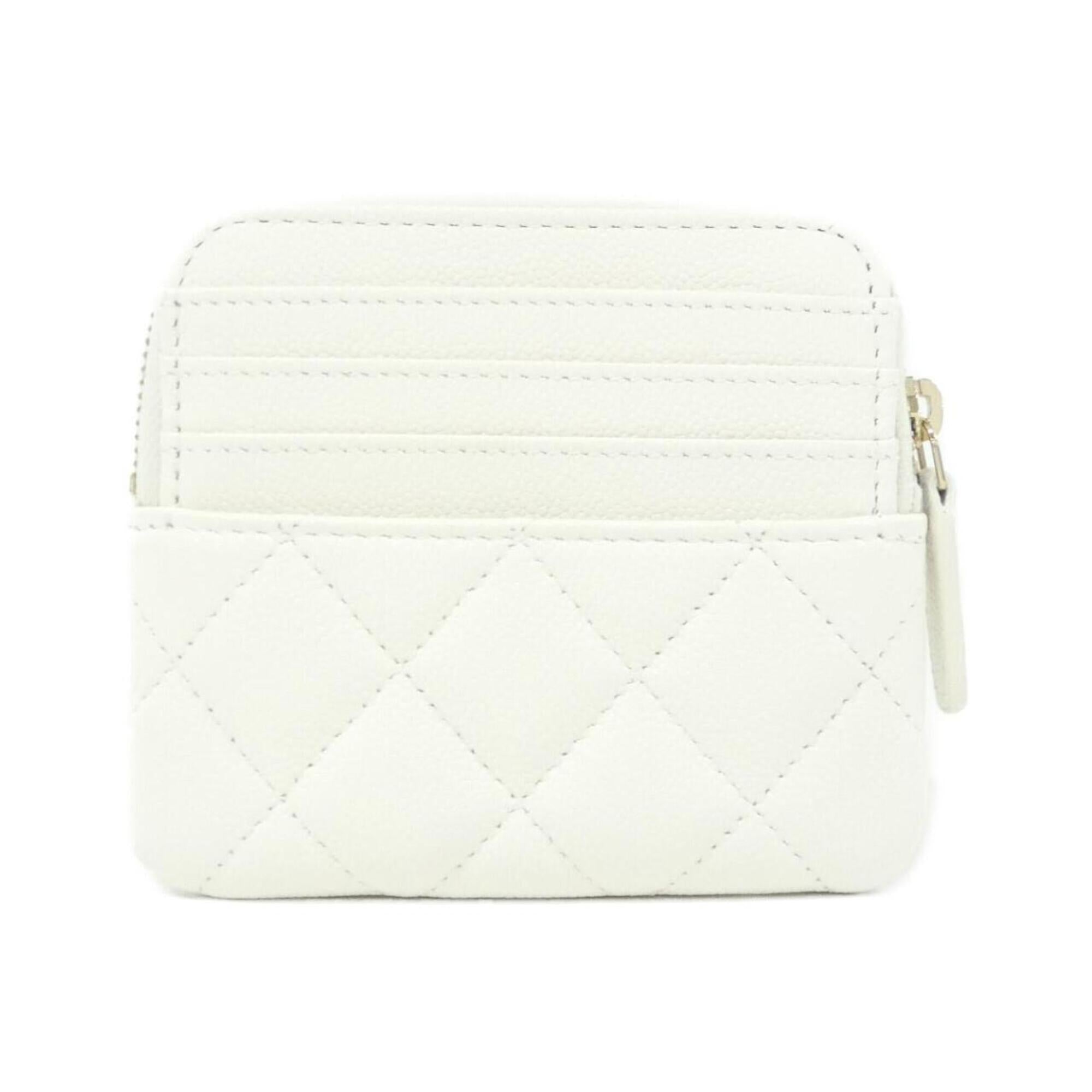 Chanel White Grained Calfskin Coin Purse/Coin Case (Pre-Owned)