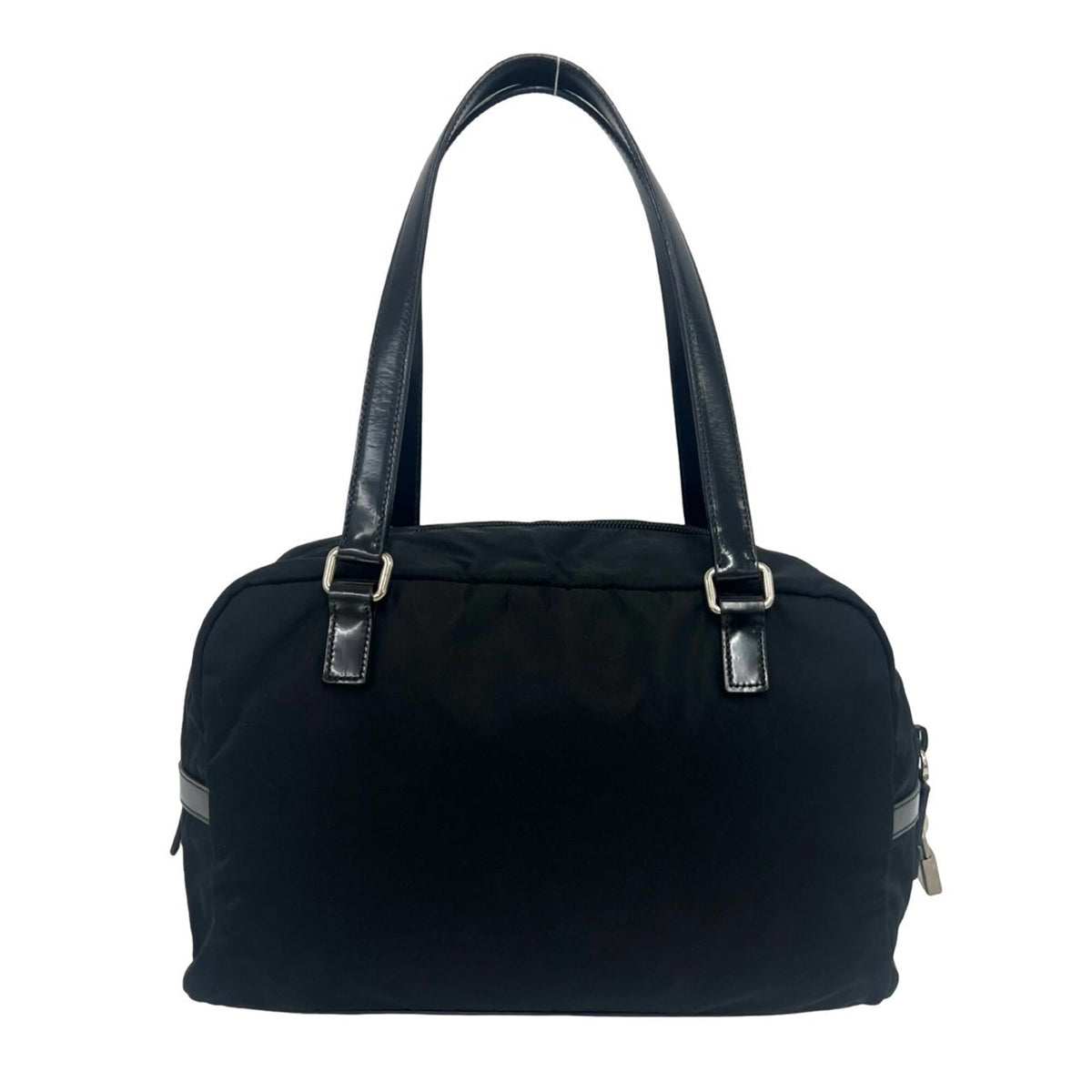 Prada Black Nylon Patent Leather Boston Bag Shoulder Bag (Pre-Owned)