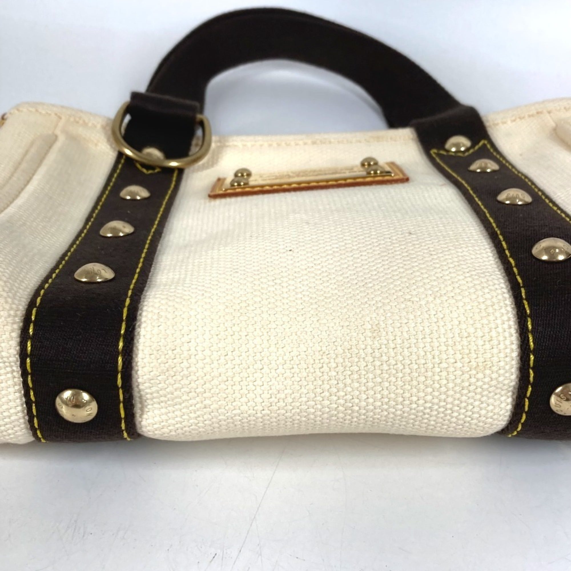 Louis Vuitton Brown White Canvas Handbag Tote Bag (Pre-Owned)