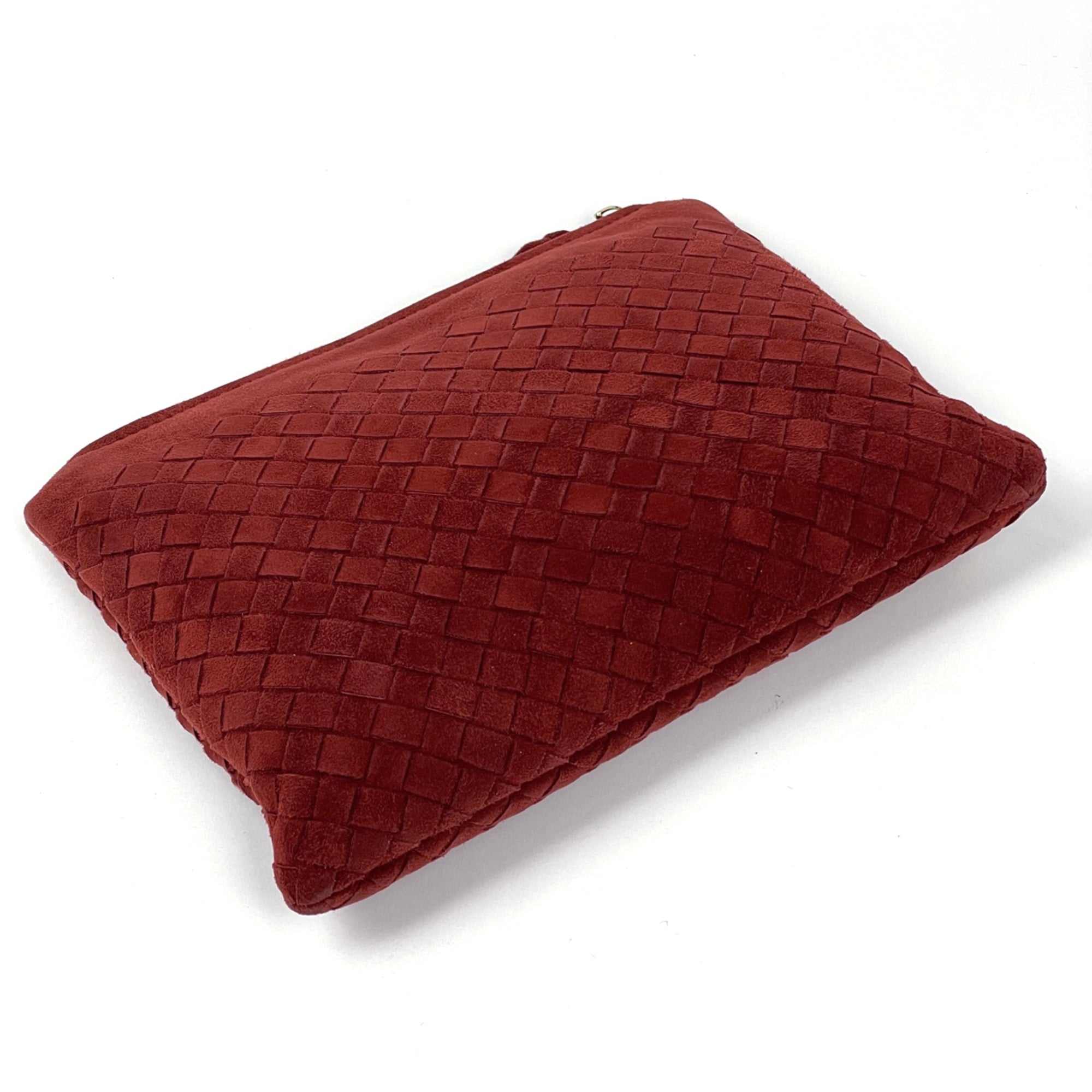 Bottega Veneta Intrecciato Red Color Leather Clutch Bag (Pre-Owned)