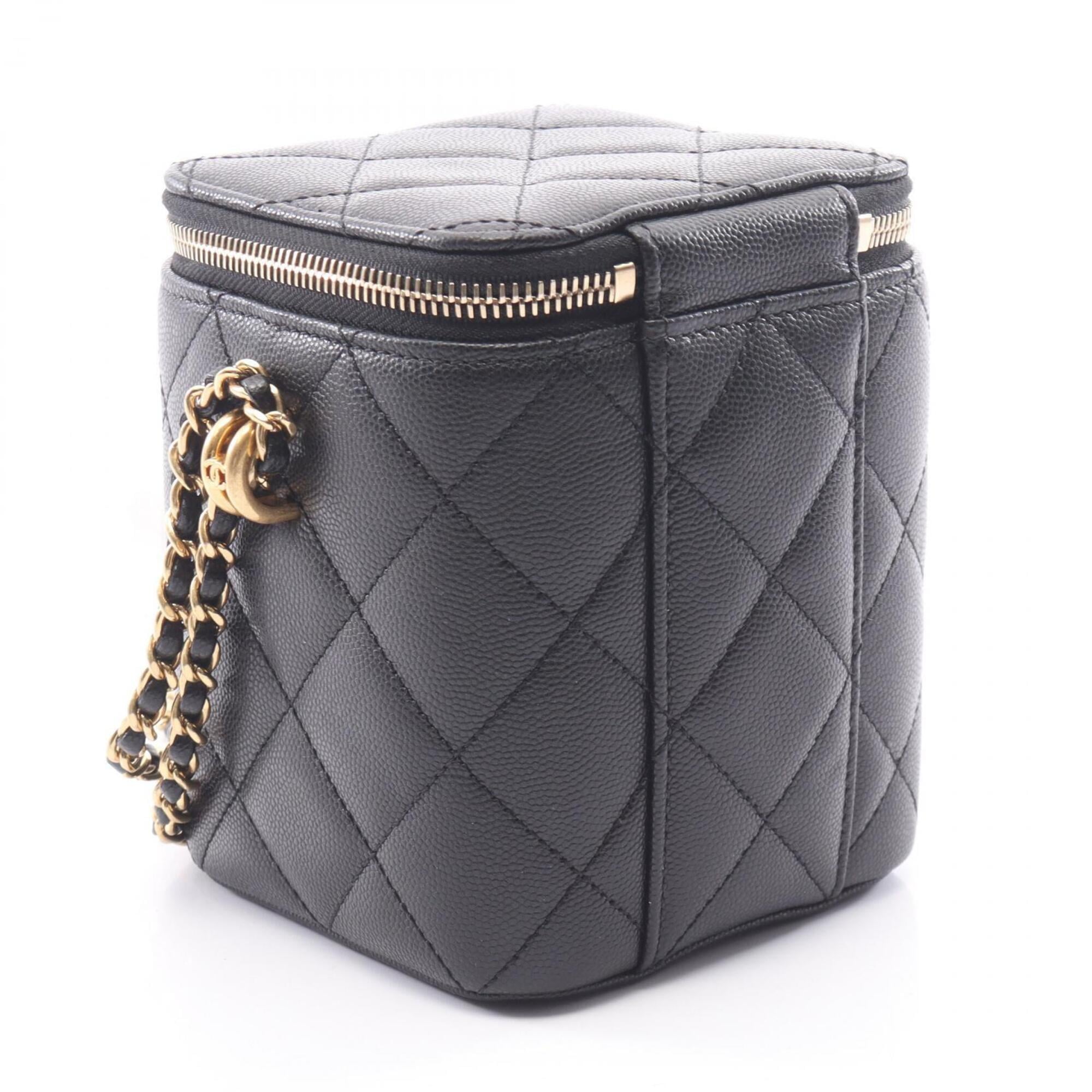 Chanel Black Grained Calfskin Handbag Shoulder Bag Vanity Bag (Pre-Owned)