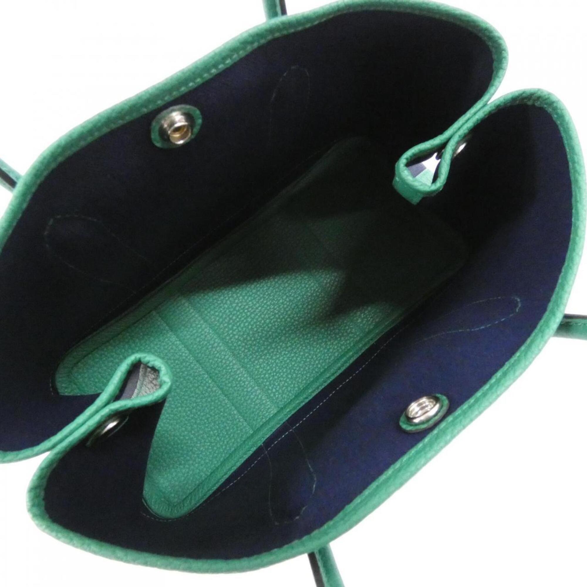 Hermes Bleu Saphir Blue Vert Negonda Leather Handbag (Pre-Owned)