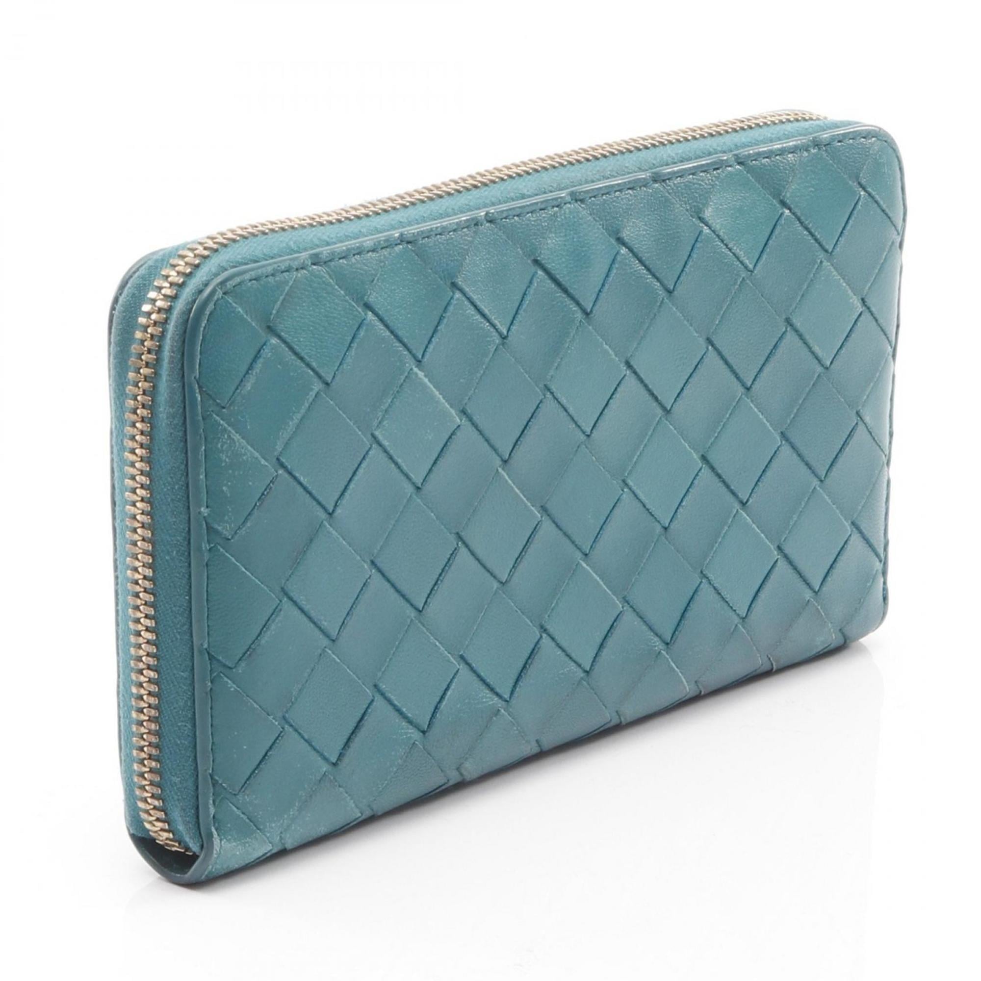 Bottega Veneta Green Leather Long Wallet (Bi-Fold) (Pre-Owned)