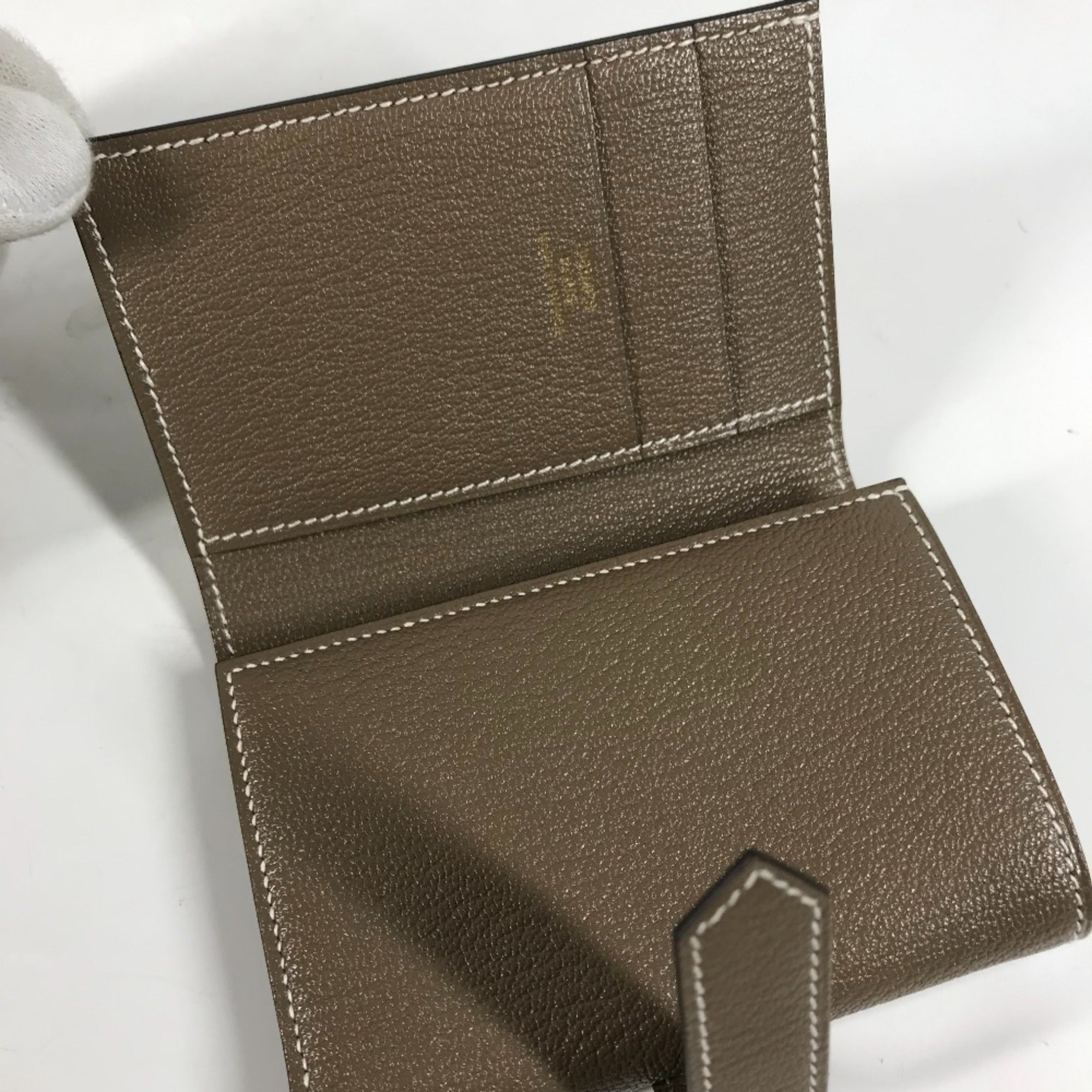 Hermes Etoupe Gray Chevre Leather Wallet (Tri-Fold) (Pre-Owned)