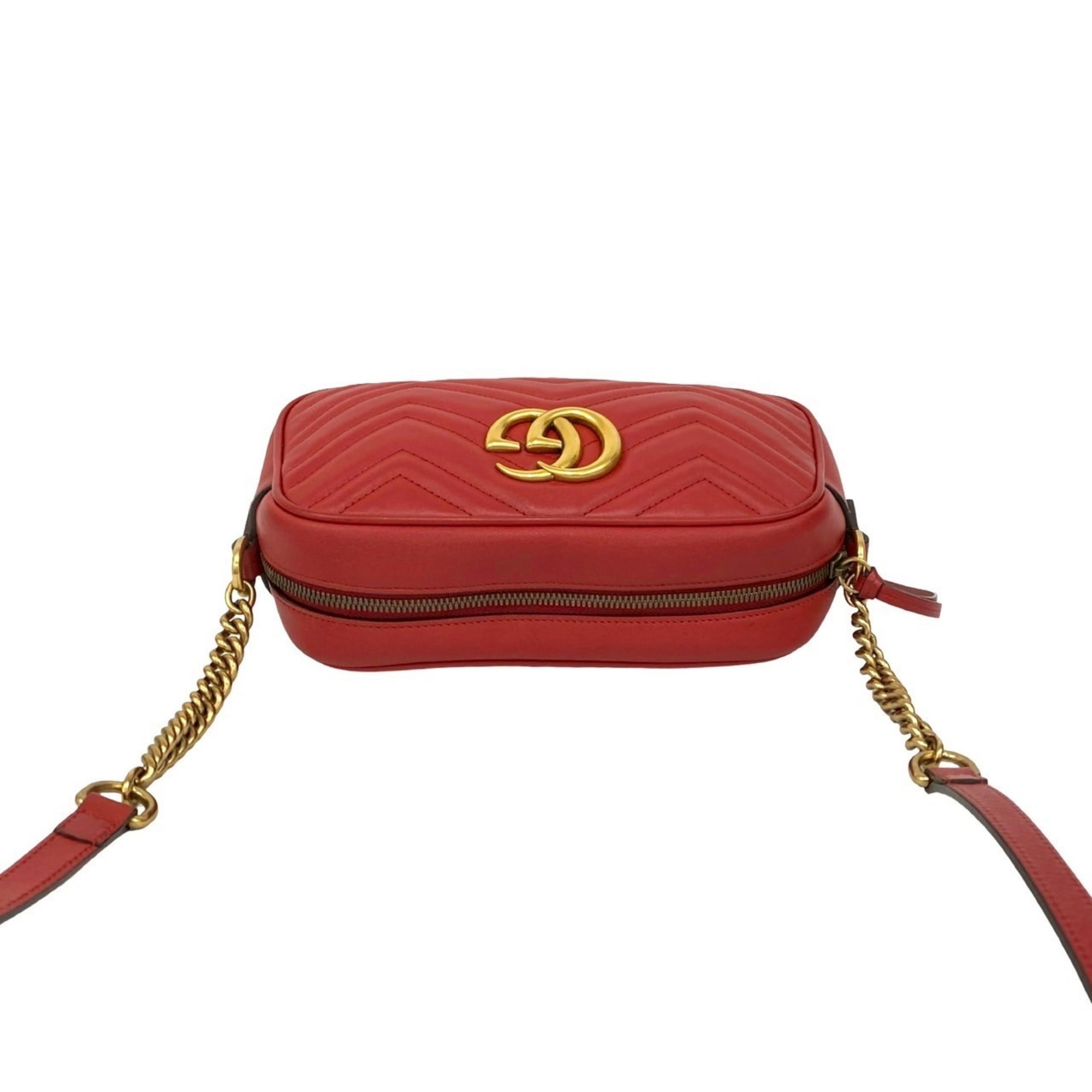 Gucci Red Color Leather Pochette Shoulder Bag (Pre-Owned)