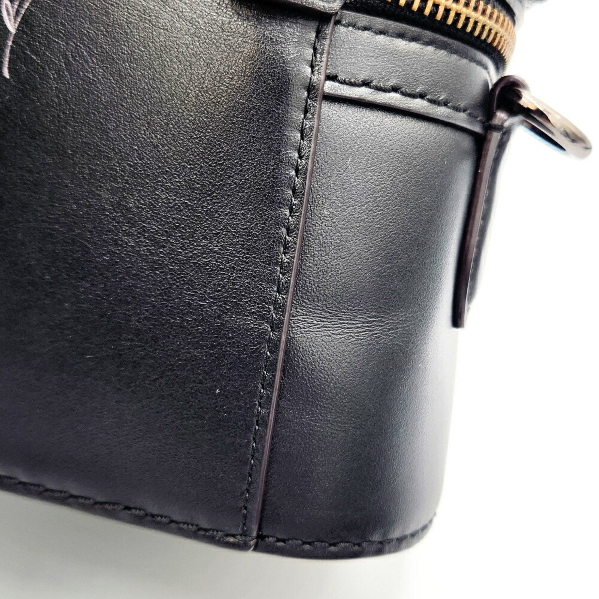 Coach Black Leather Handbag Shoulder Bag Vanity Bag (Pre-Owned)