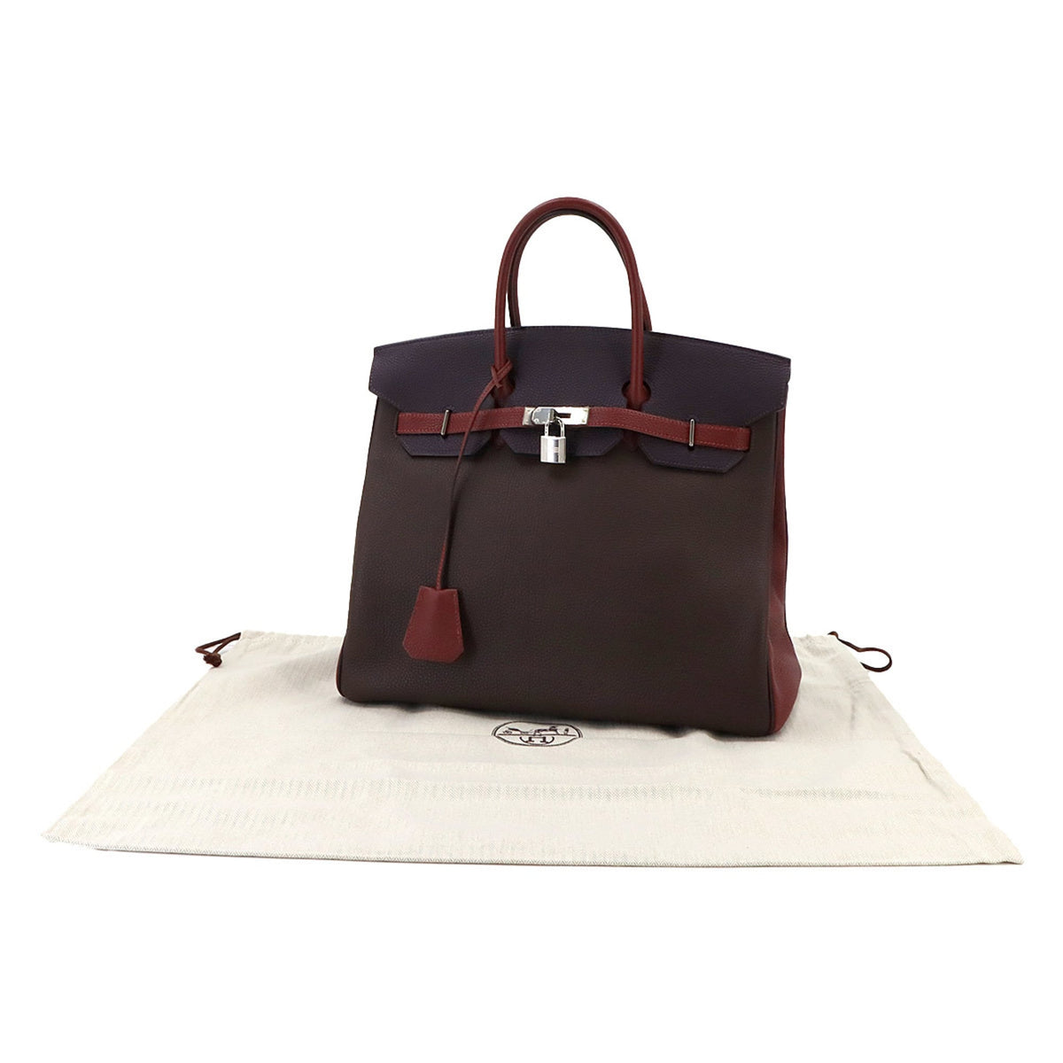 Hermes Chocolat Raisin Rouge H Togo Leather Handbag (Pre-Owned)