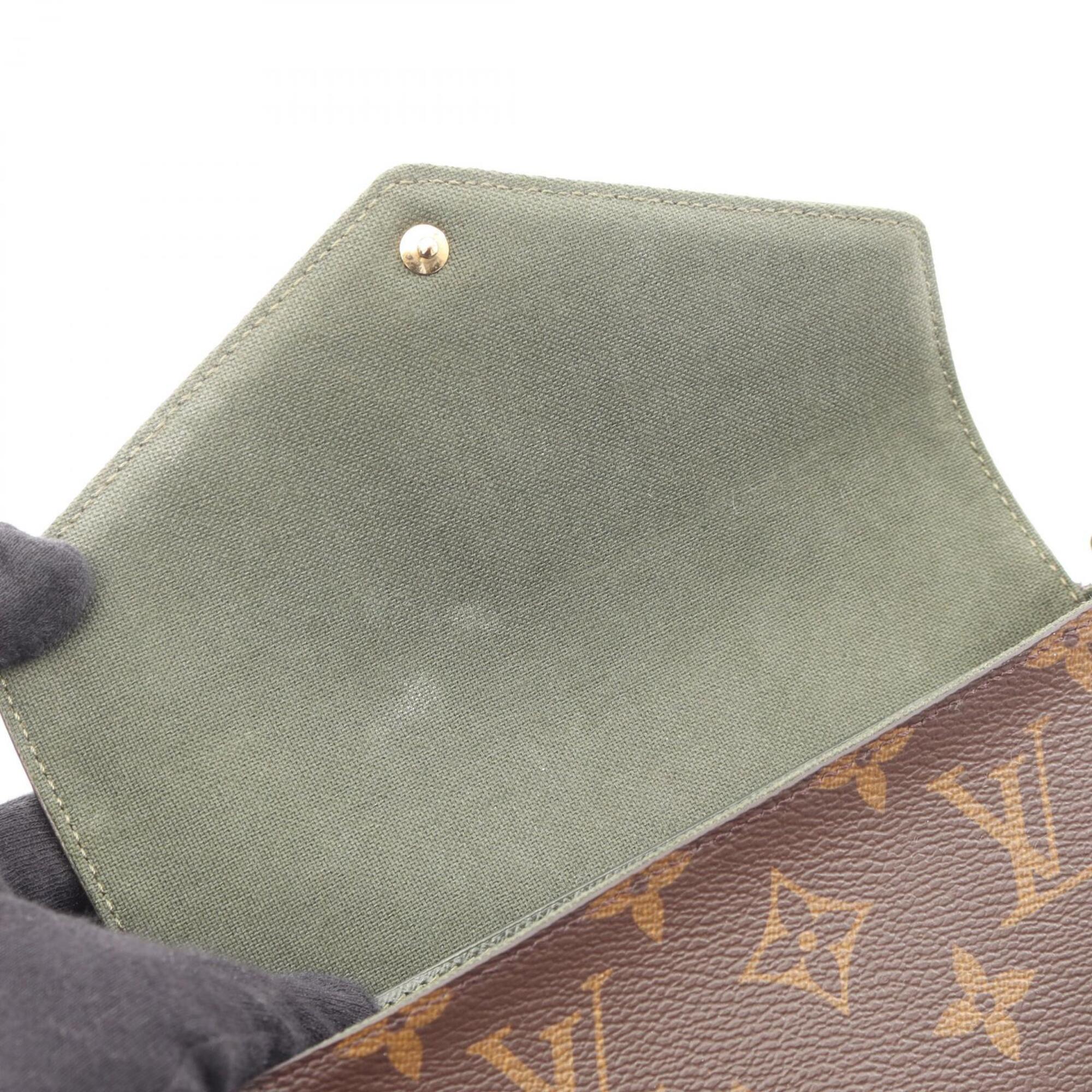 Louis Vuitton Brown Green Monogram Coated Canvas Pochette Shoulder Bag (Pre-Owned)