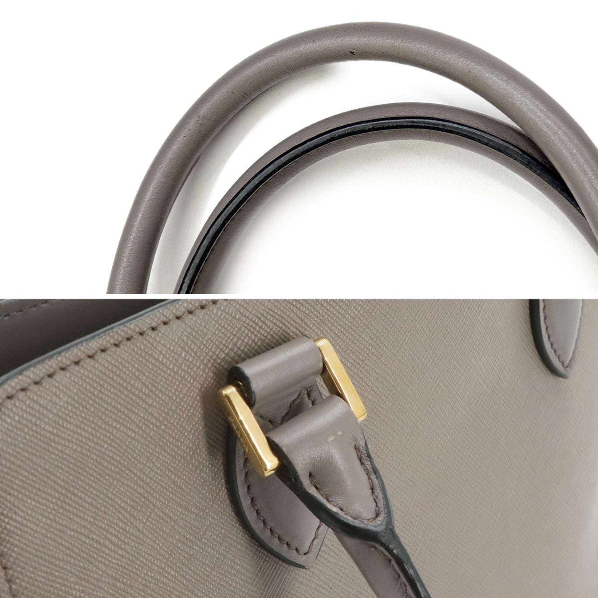 Prada Gray Saffiano Handbag Shoulder Bag (Pre-Owned)