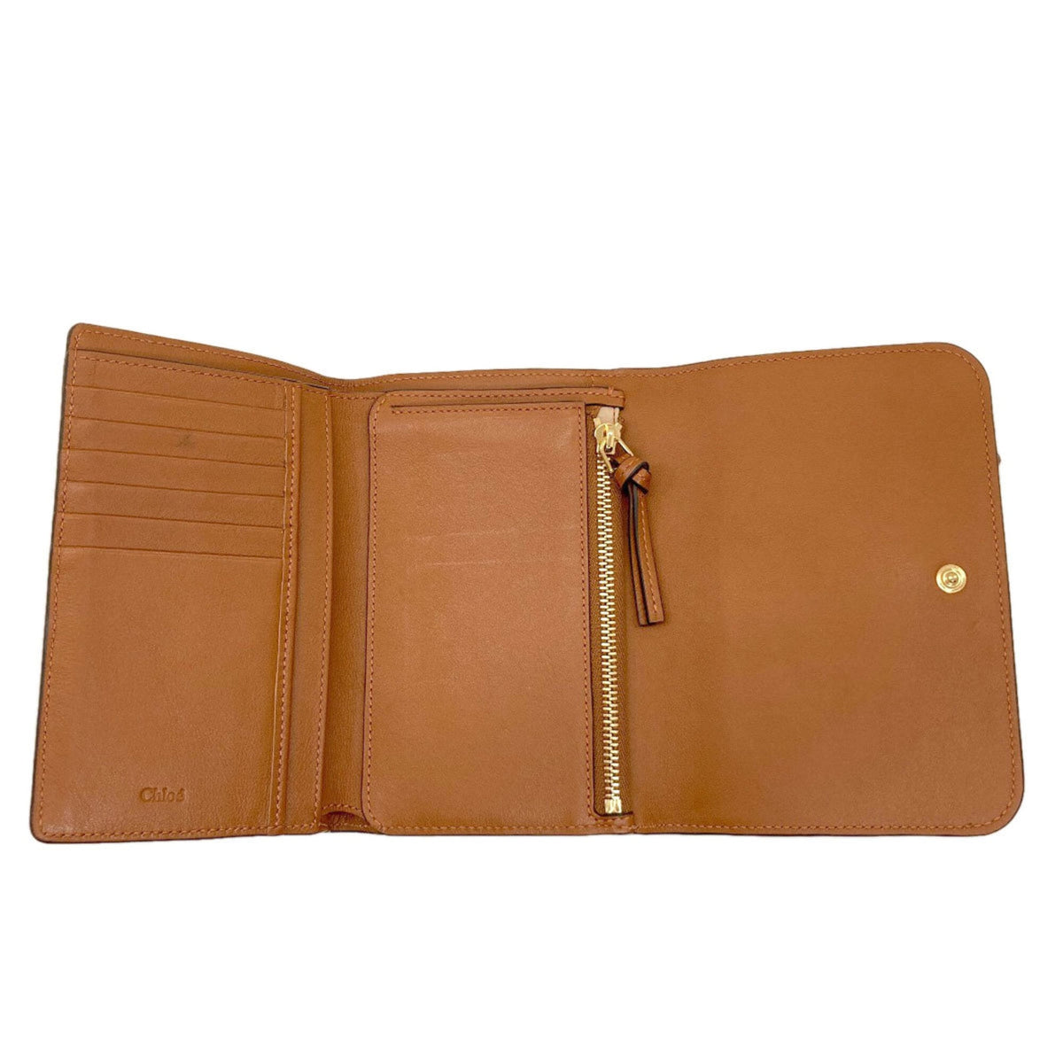 Chloé Brown Leather Long Wallet (Bi-Fold) (Pre-Owned)