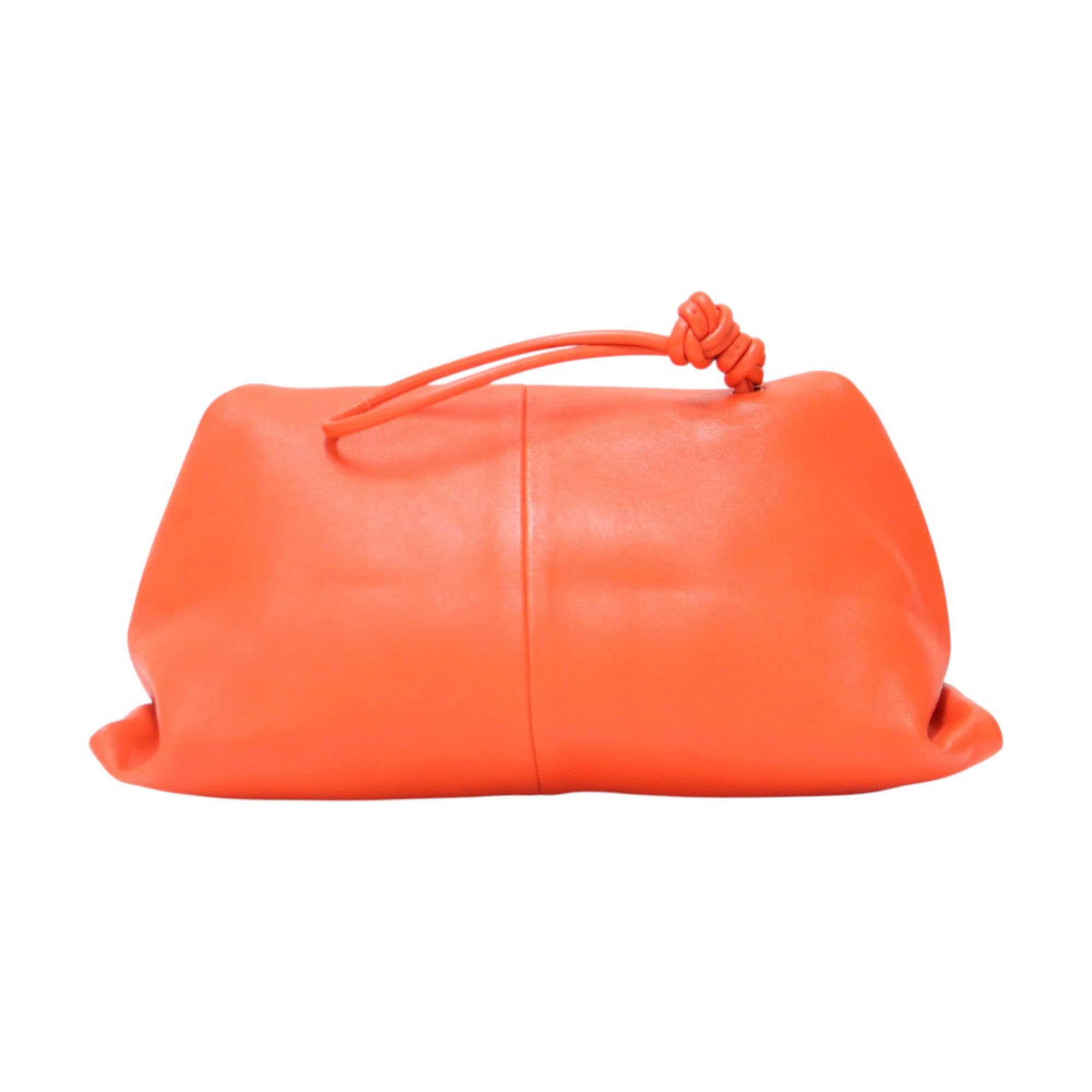 Bottega Veneta Orange Leather Clutch Bag Handbag (Pre-Owned)