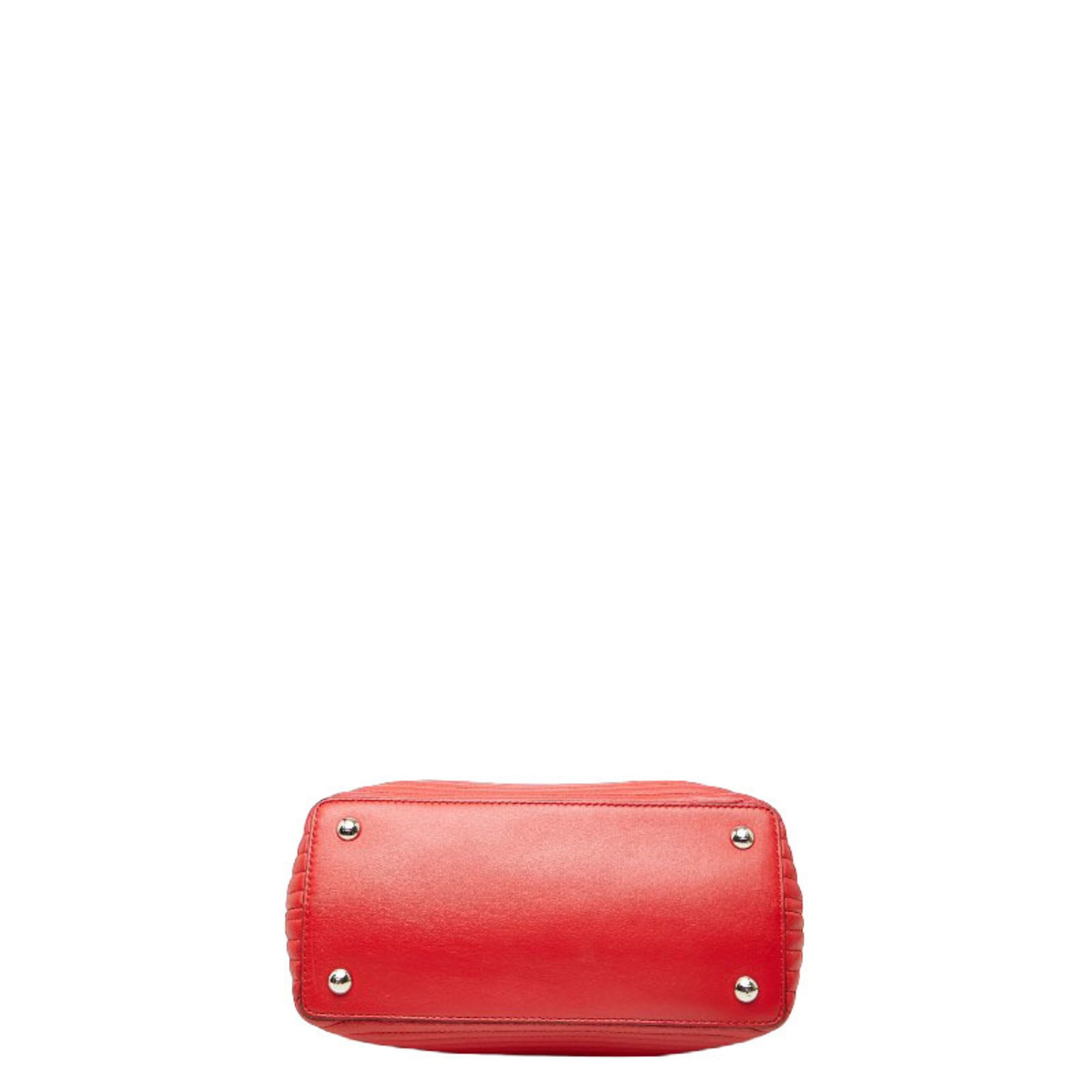 Fendi Red Color Leather Pouch Shoulder Bag (Pre-Owned)