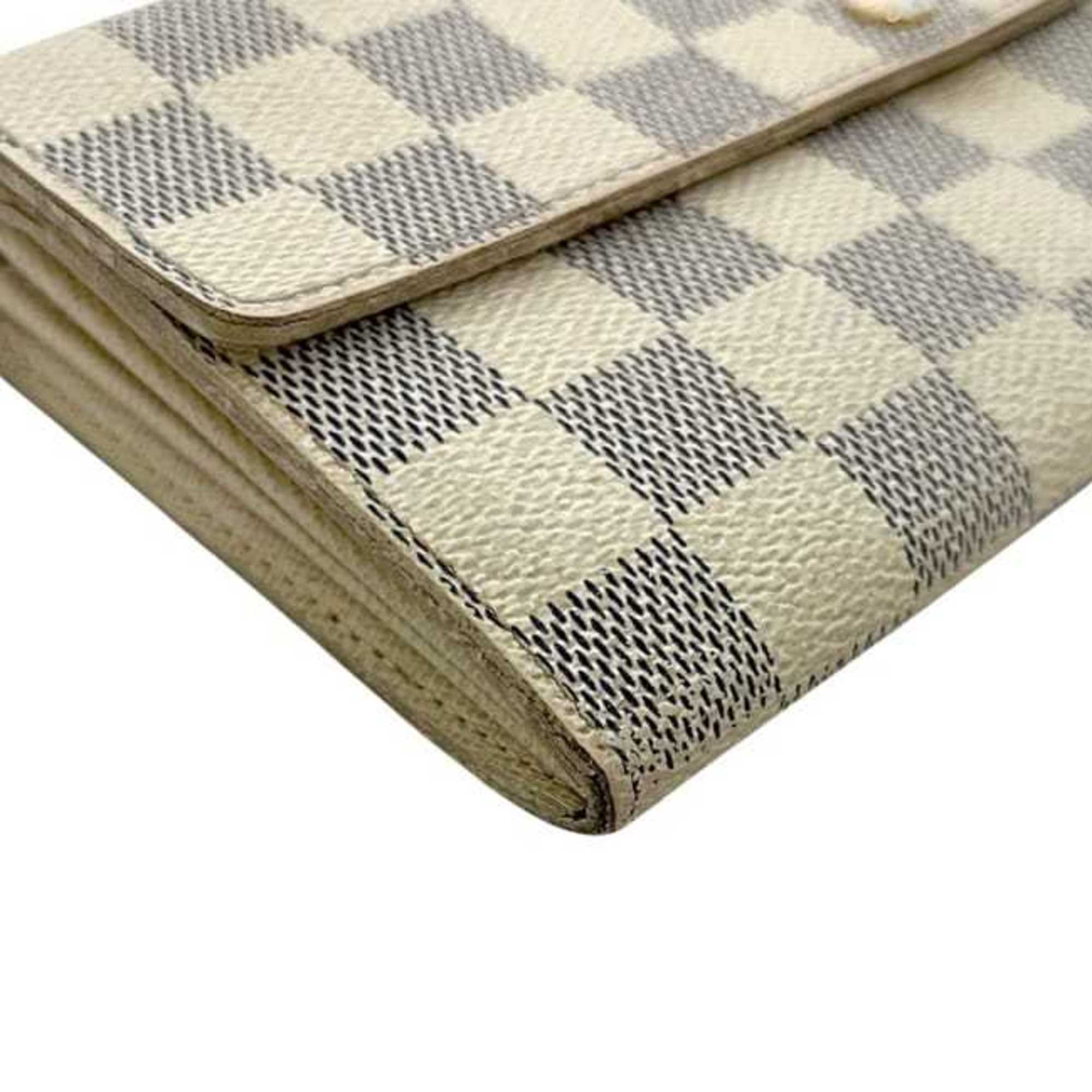 Louis Vuitton Beige Damier Azur Gray White Damier Azur Long Wallet (Bi-Fold) (Pre-Owned)