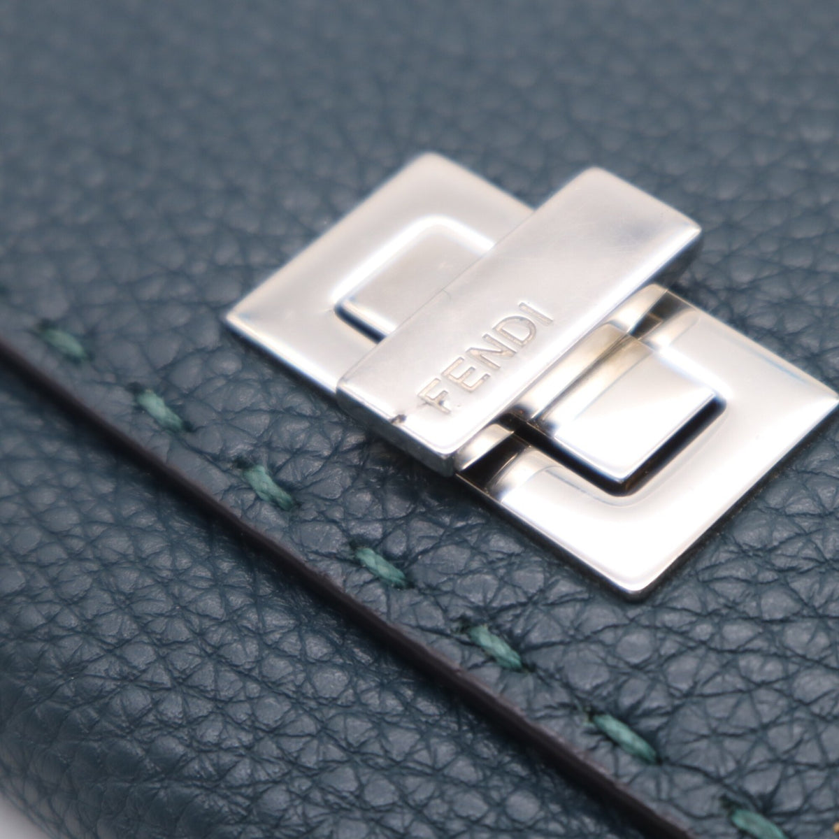 Fendi Selleria Green Leather Long Wallet (Bi-Fold) (Pre-Owned)
