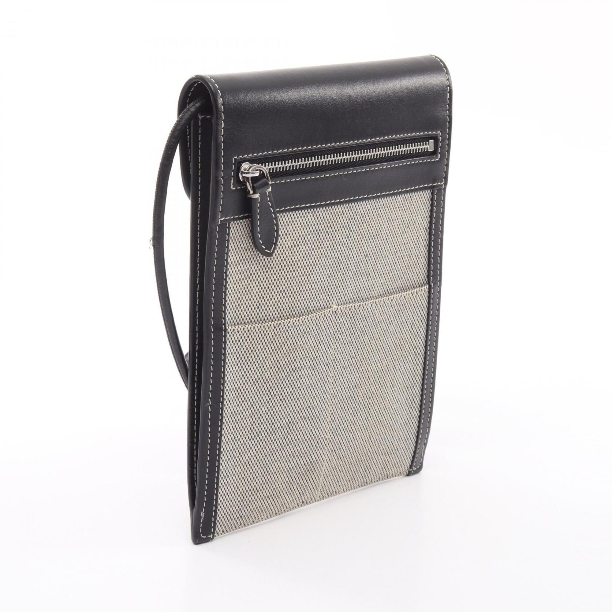 Burberry Black Gray Canvas Leather Handbag Shoulder Bag (Pre-Owned)