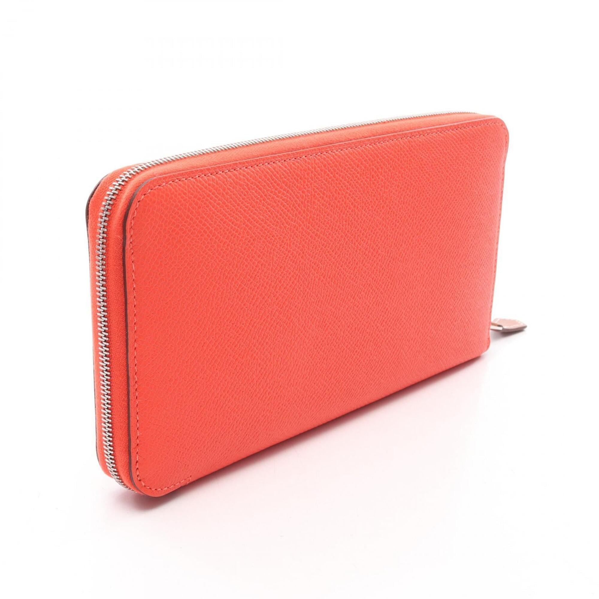 Hermes Red Color Epsom Leather Long Wallet (Bi-Fold) (Pre-Owned)