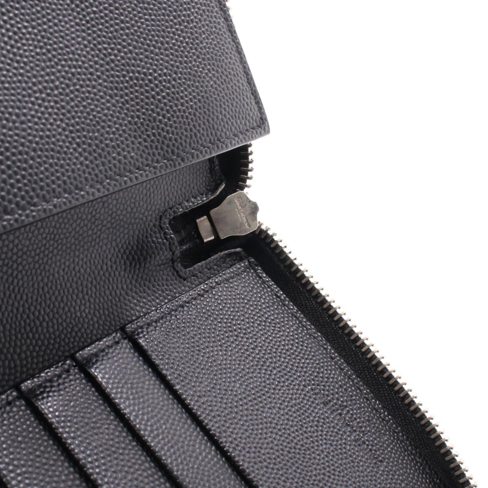 Yves Saint Laurent Black Leather Long Wallet (Bi-Fold) (Pre-Owned)