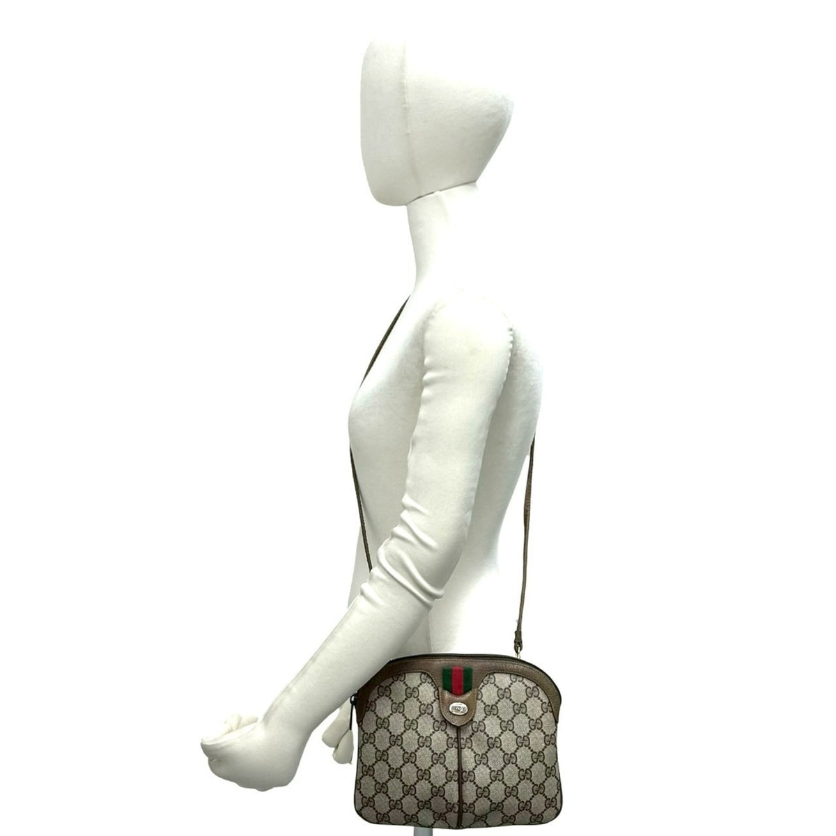 Gucci Brown Green Red Color Leather Pvc Pochette Shoulder Bag (Pre-Owned)