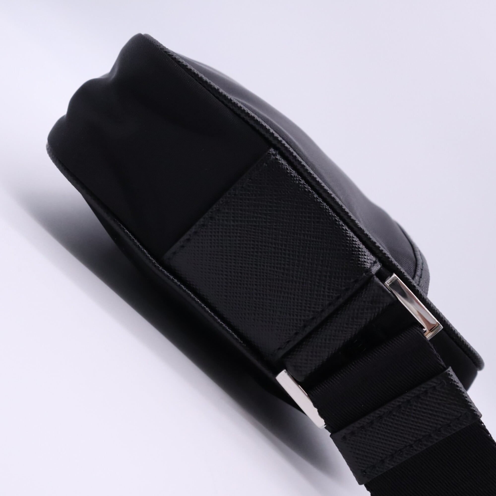 Prada Saffiano Black Nylon Shoulder Bag (Pre-Owned)