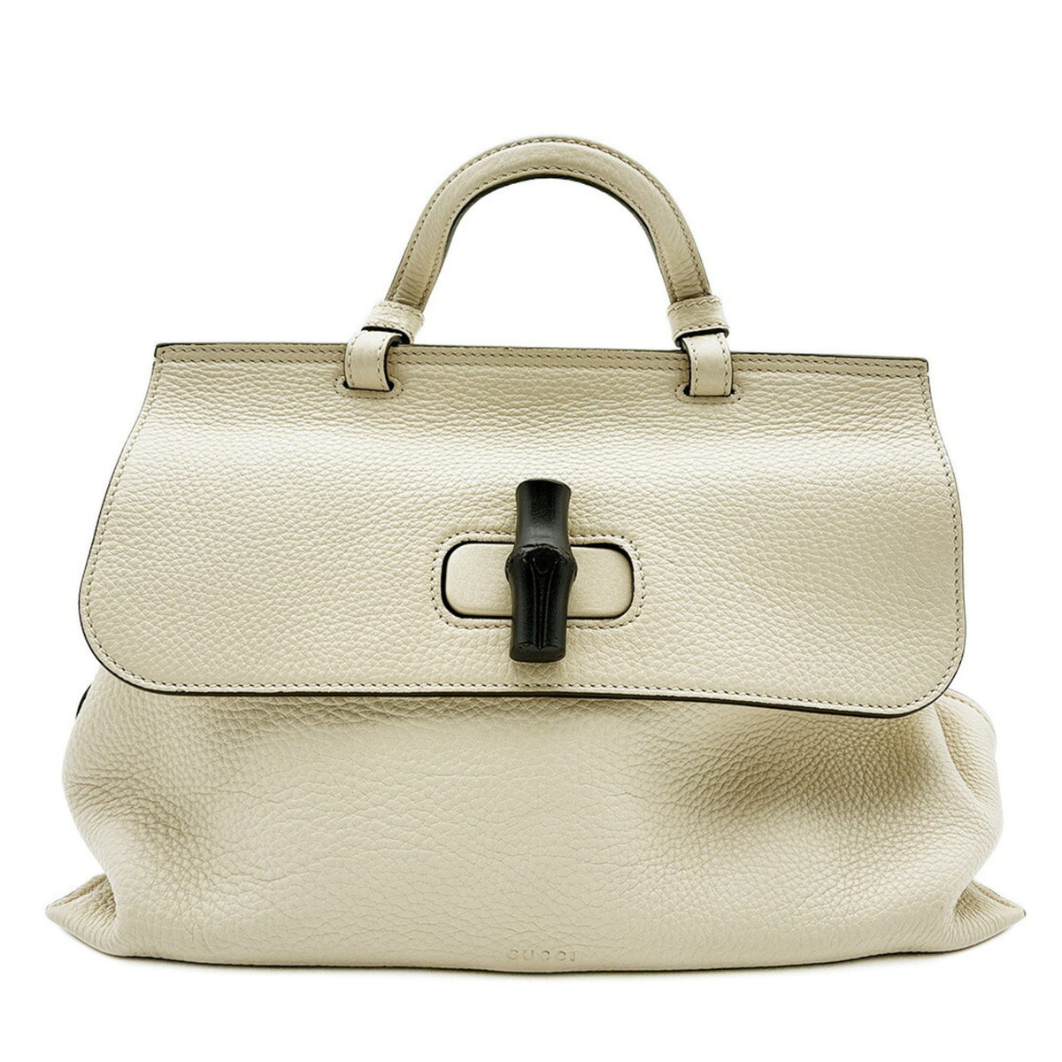 Gucci Bamboo Ivory Multi-Color Leather Shoulder Bag (Pre-Owned)