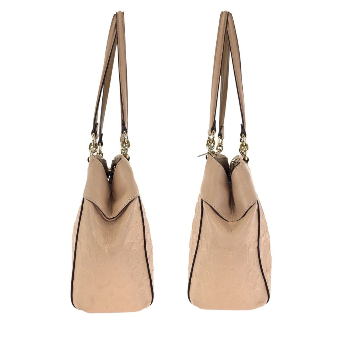Coach Beige Pink Leather Shoulder Bag Tote Bag (Pre-Owned)