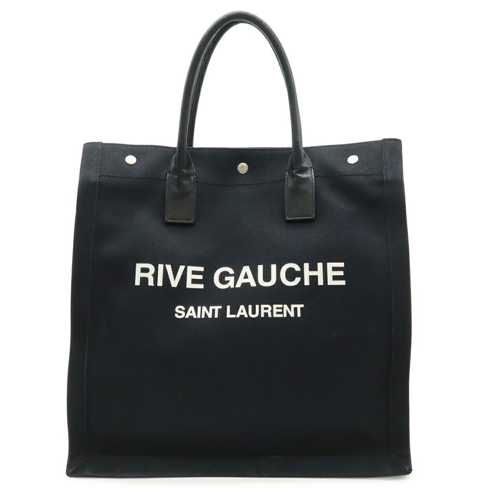 Yves Saint Laurent Black Canvas Leather Tote Bag (Pre-Owned)