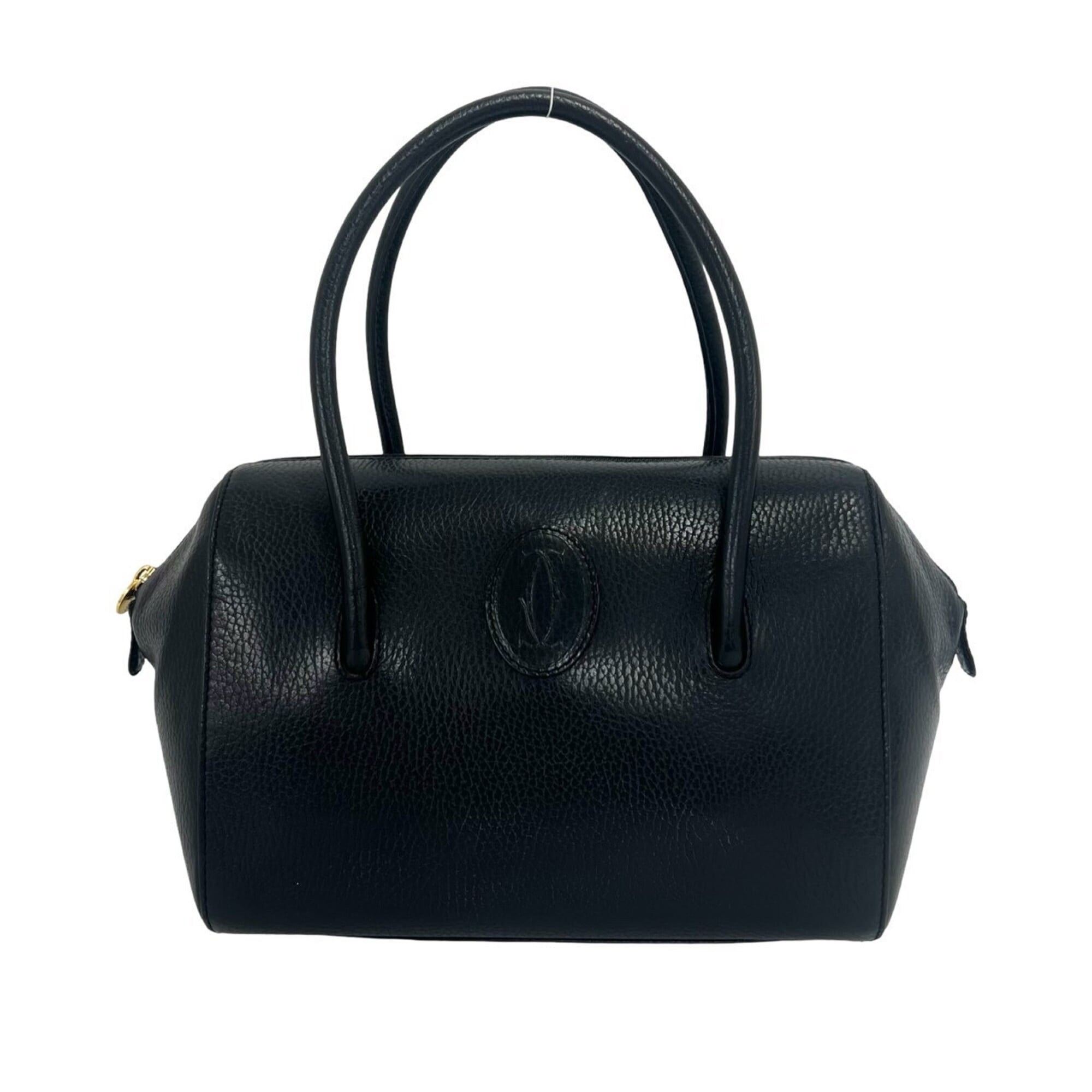 Cartier Black Leather Boston Bag Handbag (Pre-Owned)