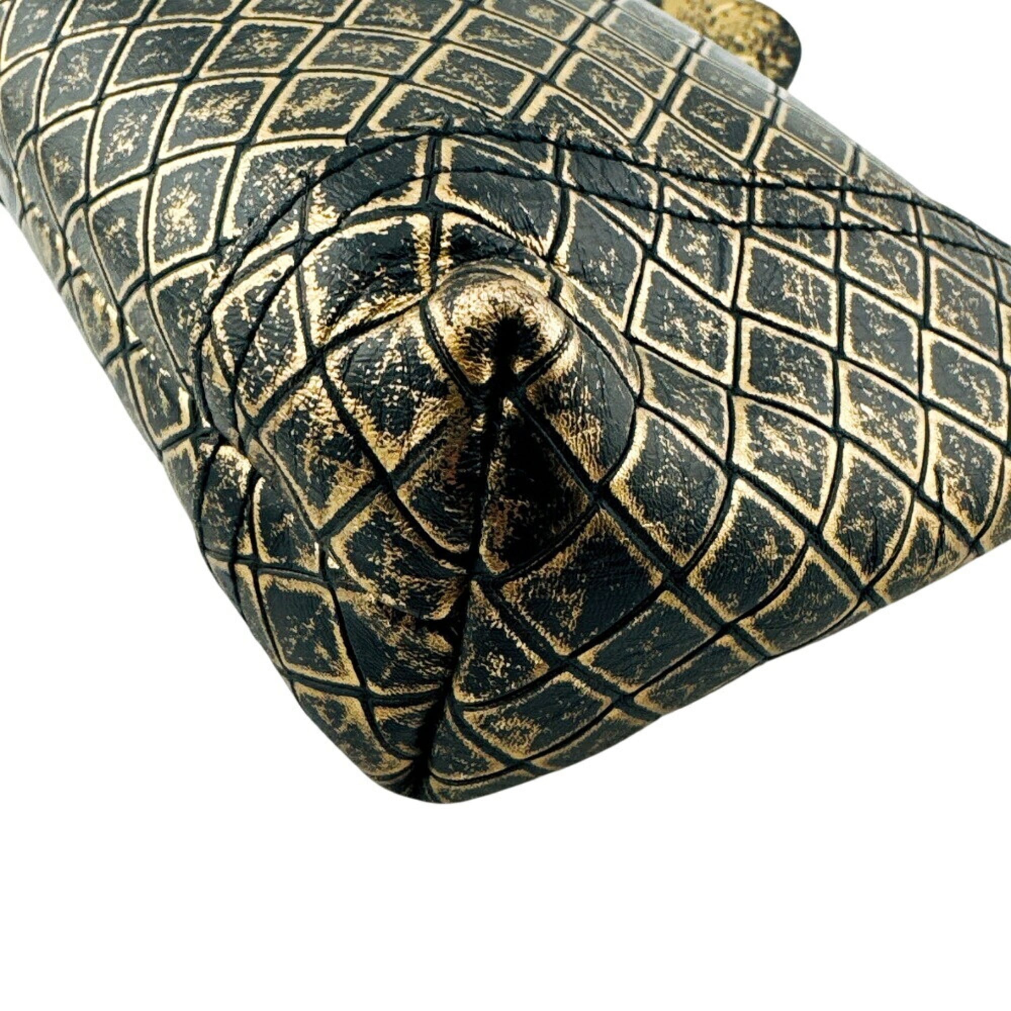 Bottega Veneta Black Gold Leather Pouch (Pre-Owned)