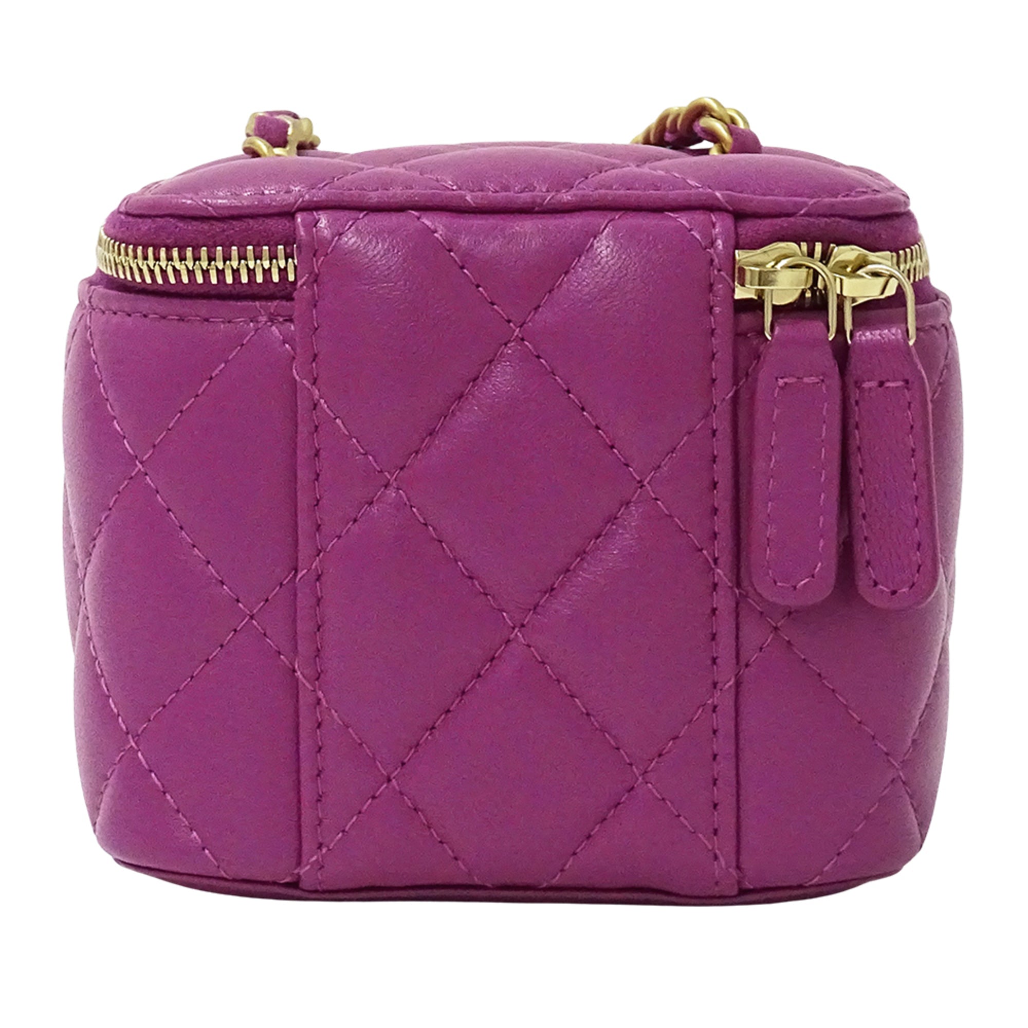 Chanel Purple Leather Handbag Shoulder Bag Vanity Bag (Pre-Owned)