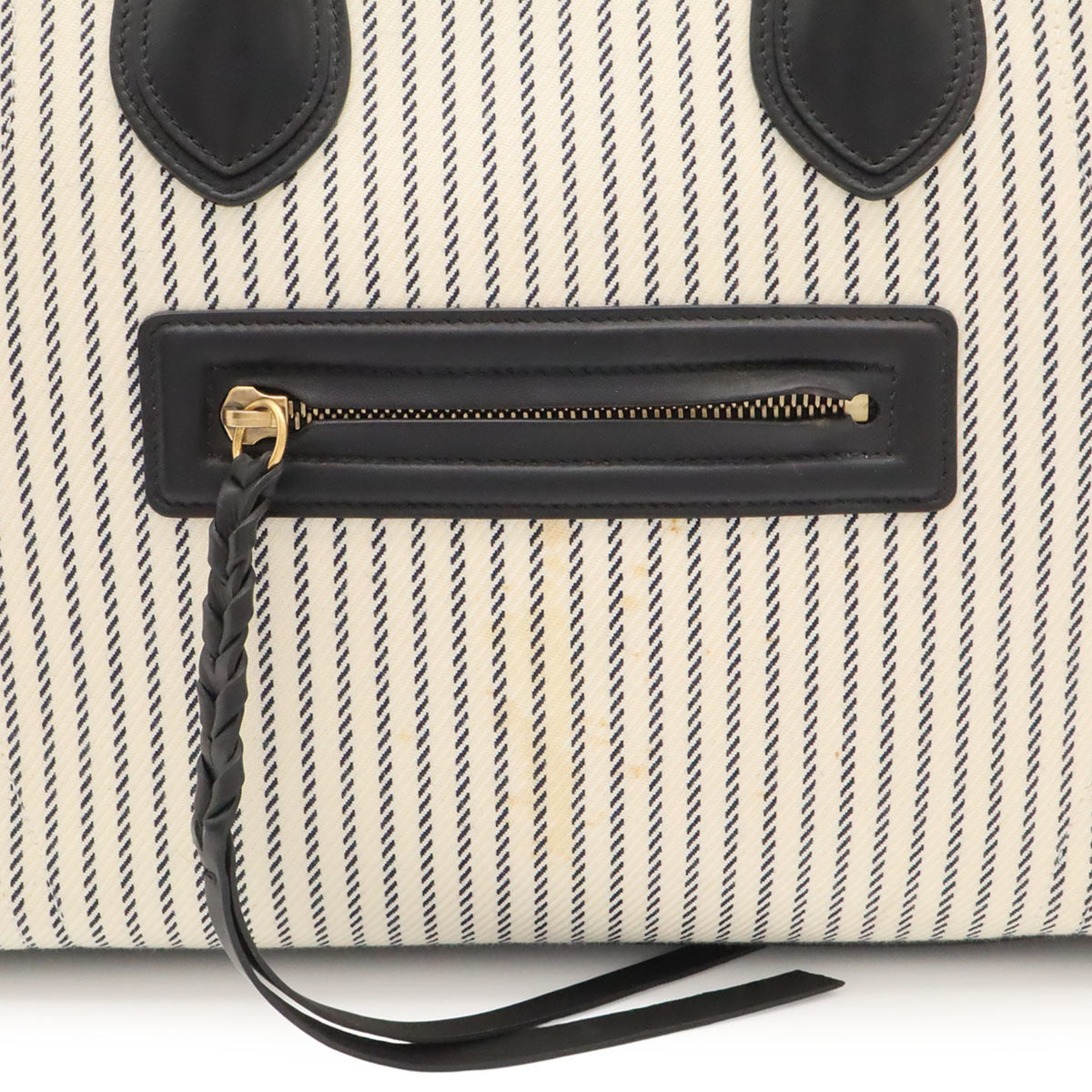Celine Navy Navy Black White Canvas Handbag Tote Bag (Pre-Owned)