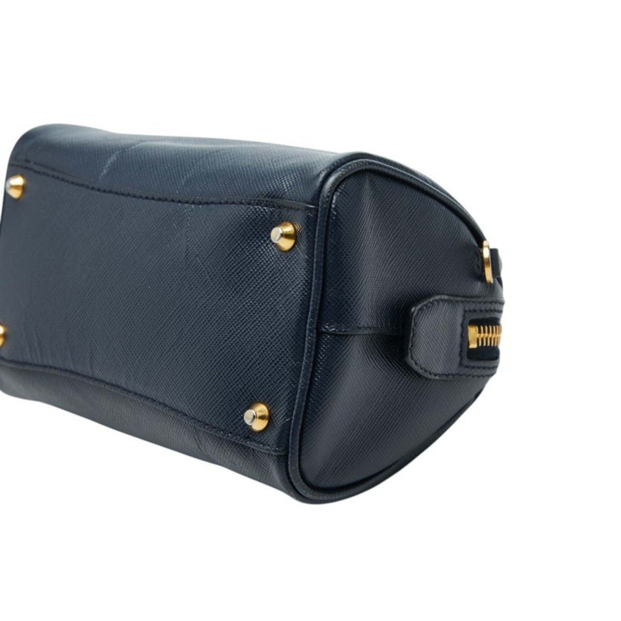 Prada Navy Leather Handbag Shoulder Bag (Pre-Owned)