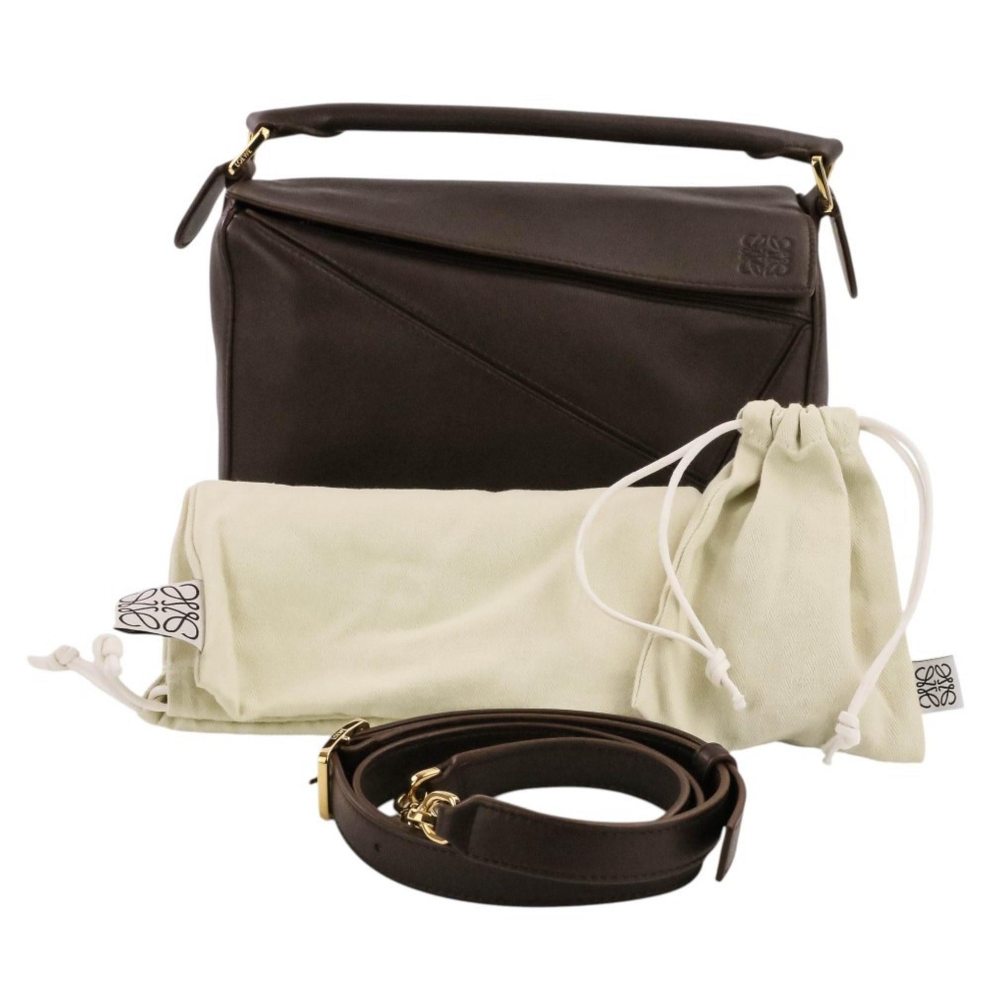 Loewe Dark Brown Nappa Leather Handbag Shoulder Bag (Pre-Owned)