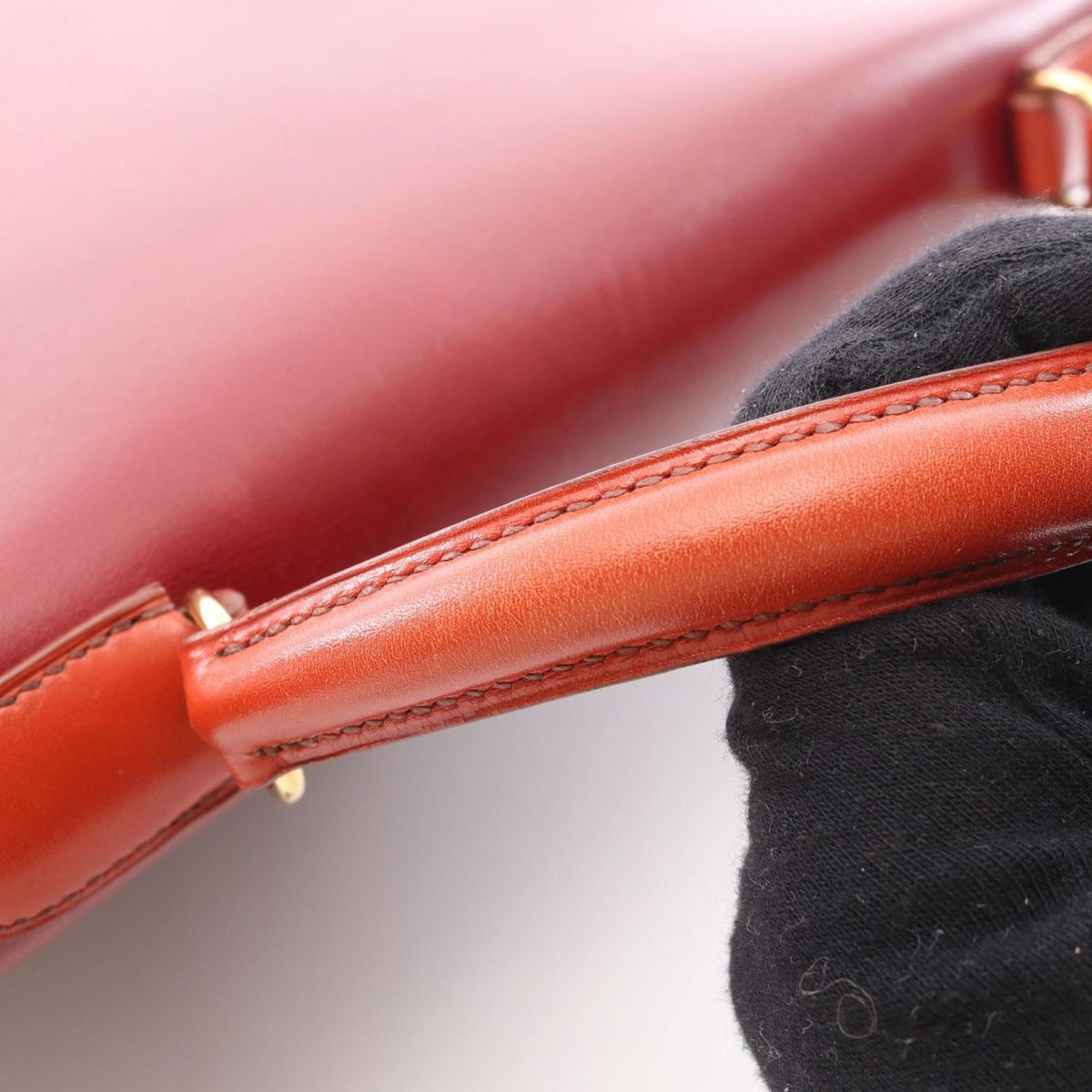 Hermes Bordeaux Brique Brown Rouge H Box Calf Leather Leather Handbag (Pre-Owned)