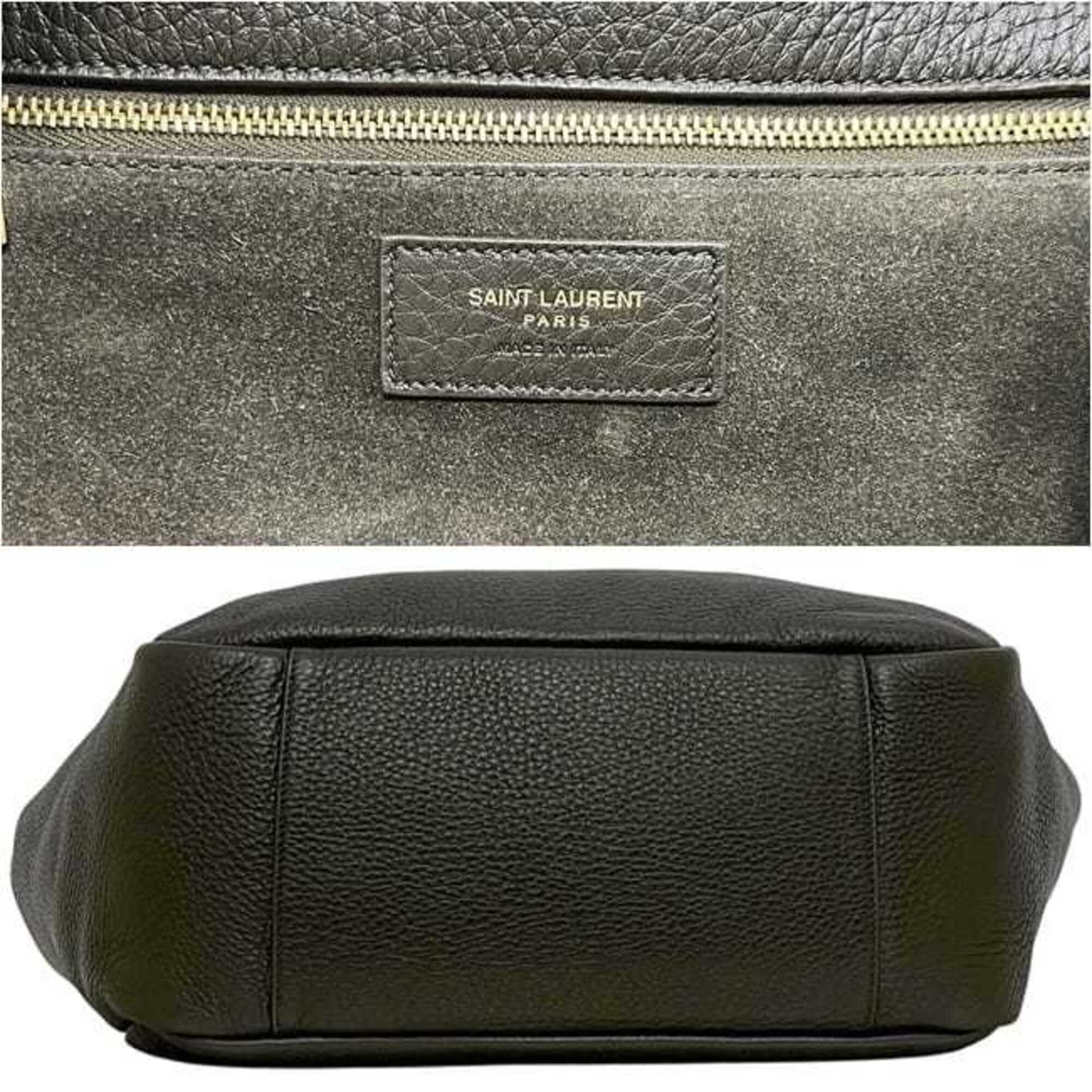 Saint Laurent Green Khaki Leather Tote Bag (Pre-Owned)