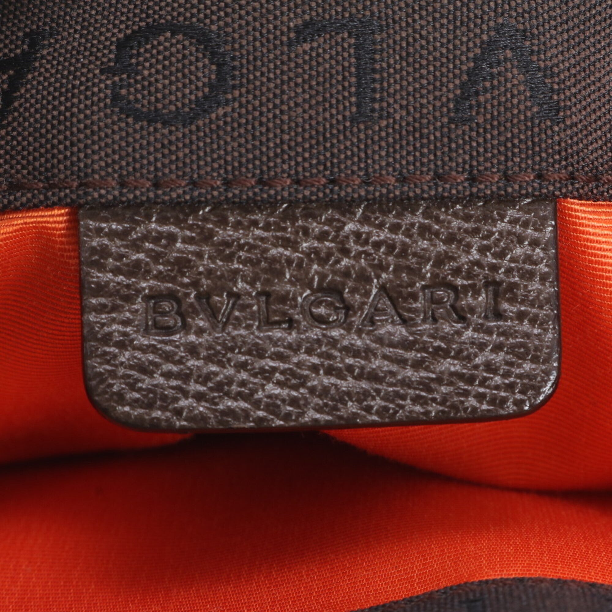 Bvlgari Logomania Brown Leather Canvas Handbag Tote Bag (Pre-Owned)