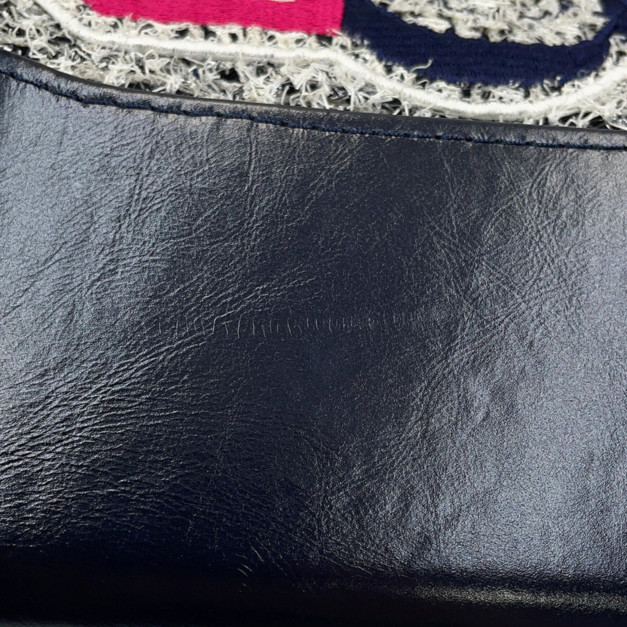 Chanel Navy Red Color White Tweed Leather Handbag Shoulder Bag (Pre-Owned)