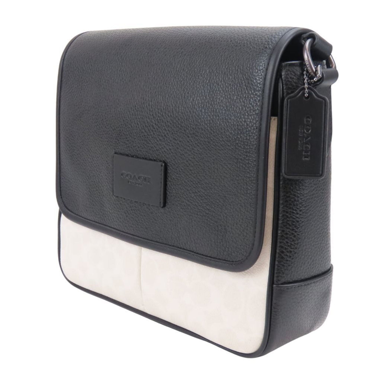 Coach Black White Leather Pvc Shoulder Bag (Pre-Owned)
