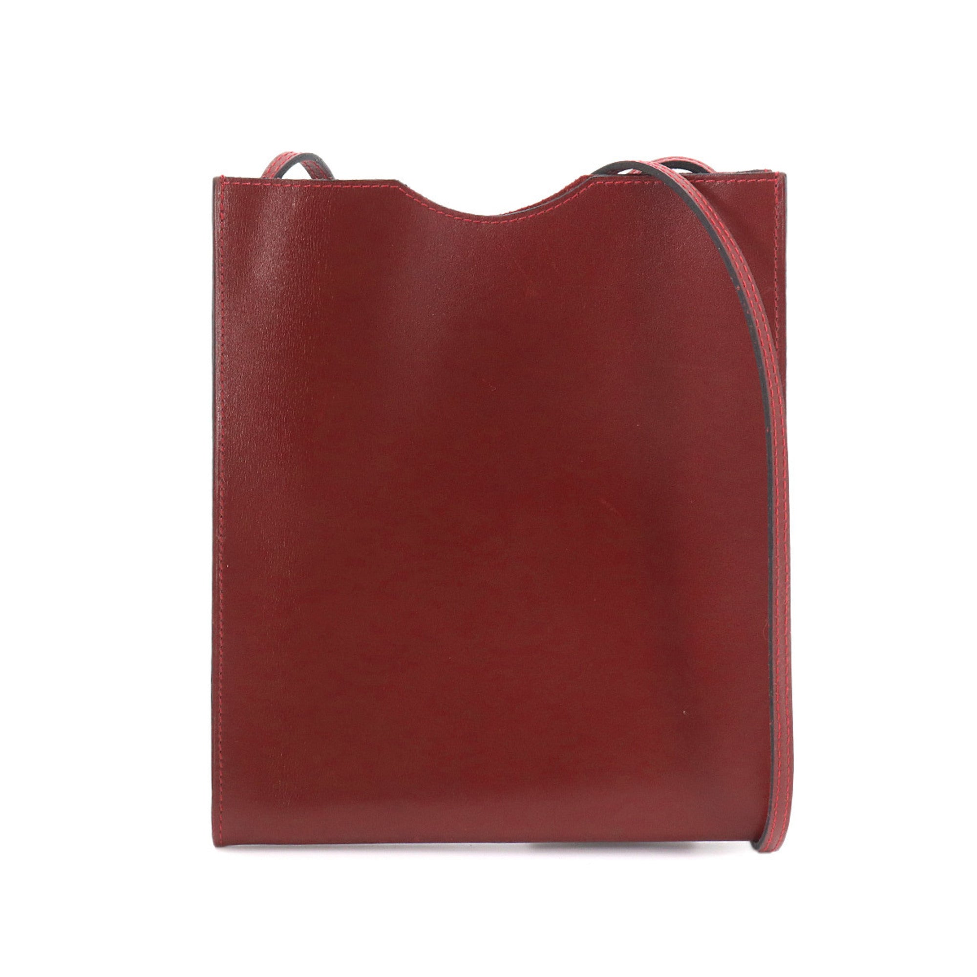 Hermes Rouge H Box Calf Leather Handbag Pochette Shoulder Bag (Pre-Owned)