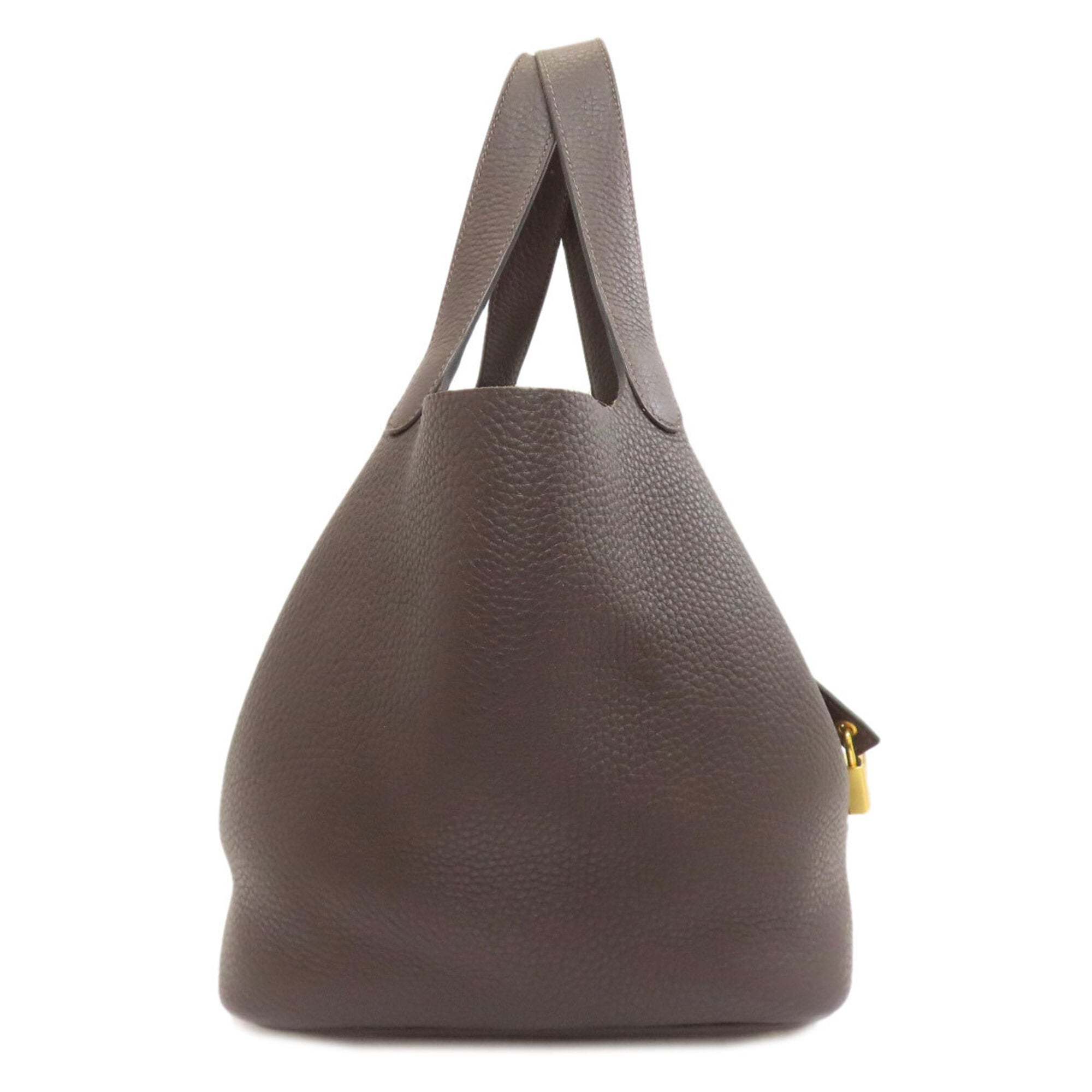 Hermes Dark Brown Taurillon Clemence Leather Handbag (Pre-Owned)