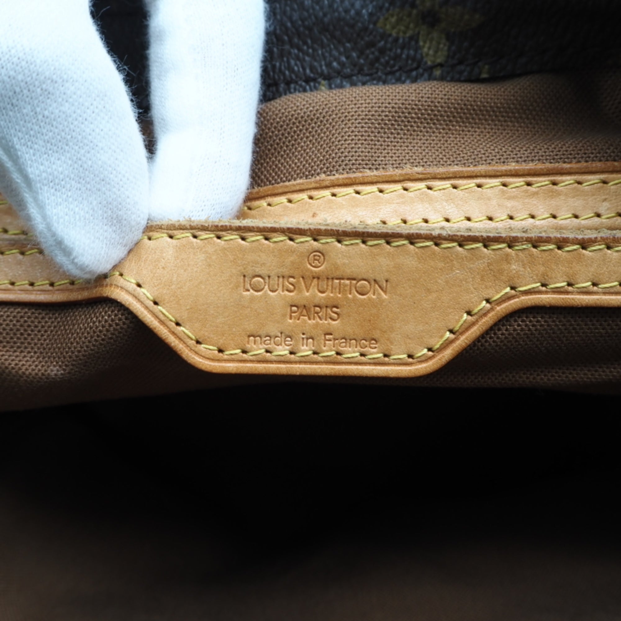Louis Vuitton Beige Brown Coated Canvas Leather Handbag (Pre-Owned)