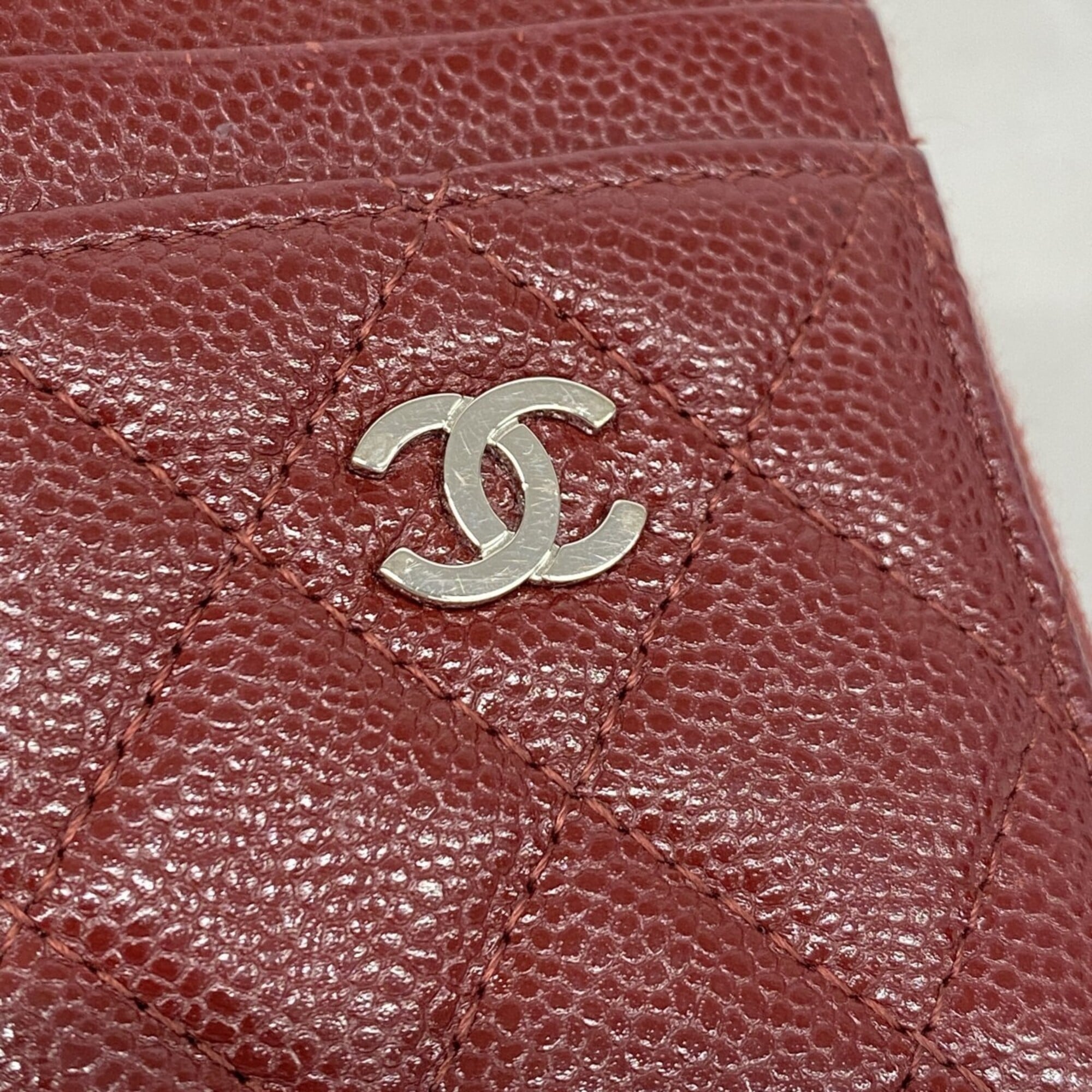 Chanel Bordeaux Grained Calfskin Coin Purse/Coin Case (Pre-Owned)