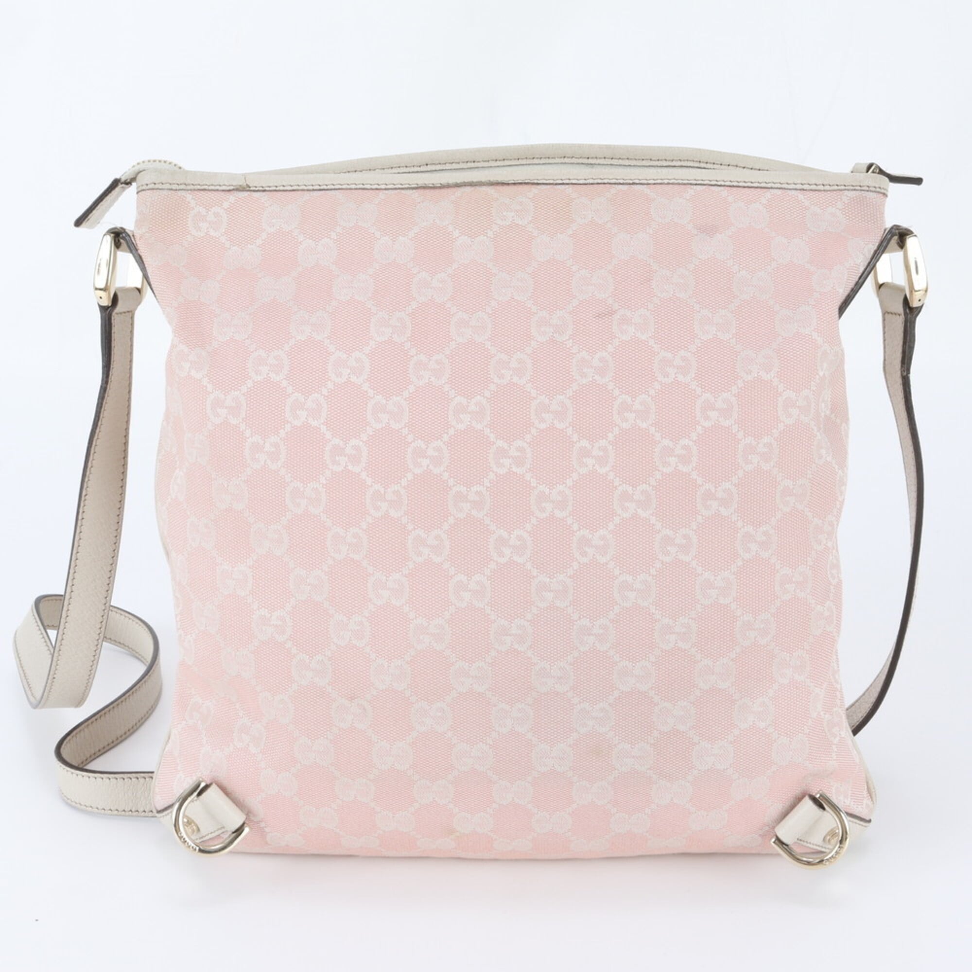 Gucci Pink Leather Canvas Shoulder Bag (Pre-Owned)